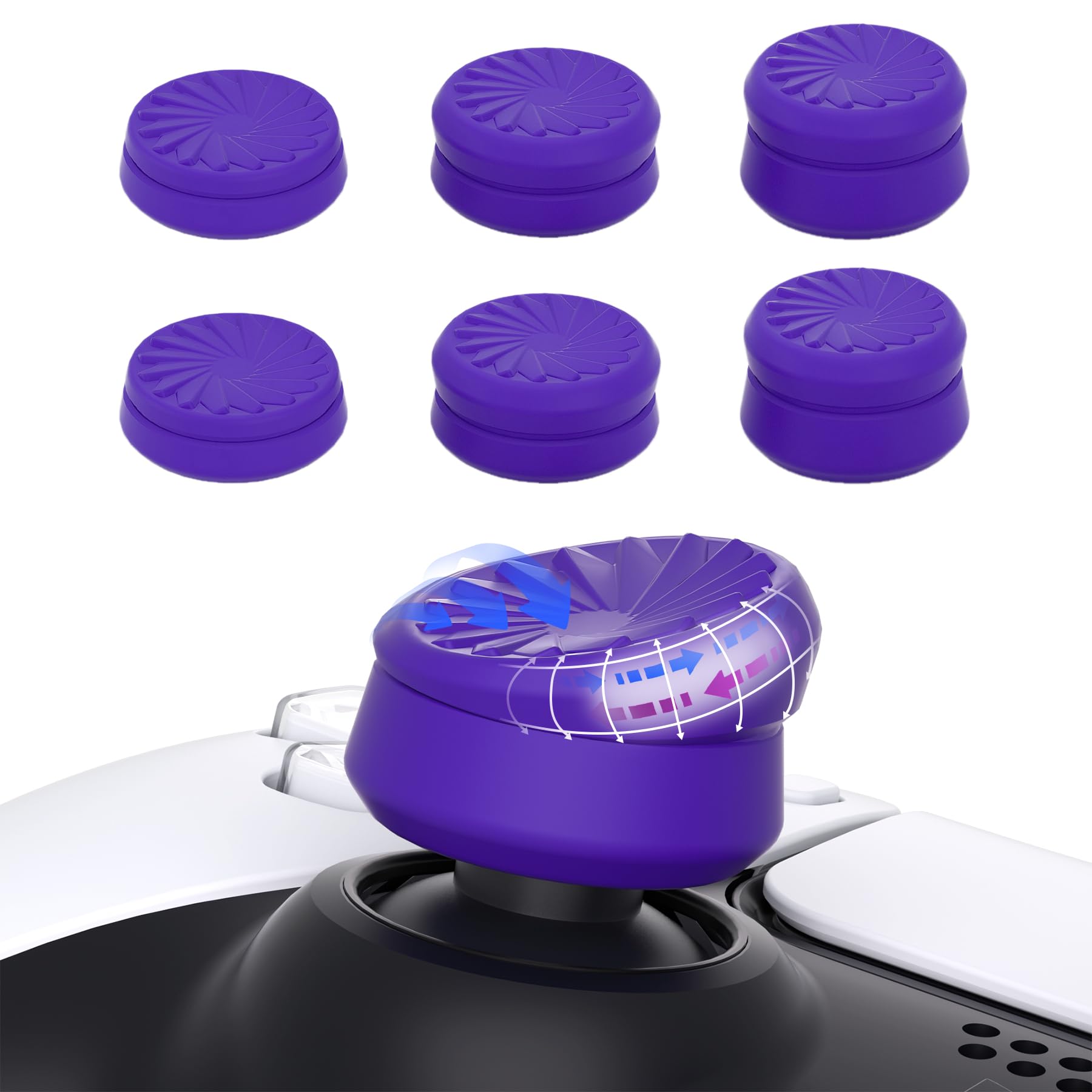 PlayVital Thumb Grip Cushion Caps for PS5/PS4, Xbox Series X/S/One, Switch Pro & Elite Series 2 Controllers - 3 Pairs, Purple - Enhance Gaming Comfort for Long Sessions