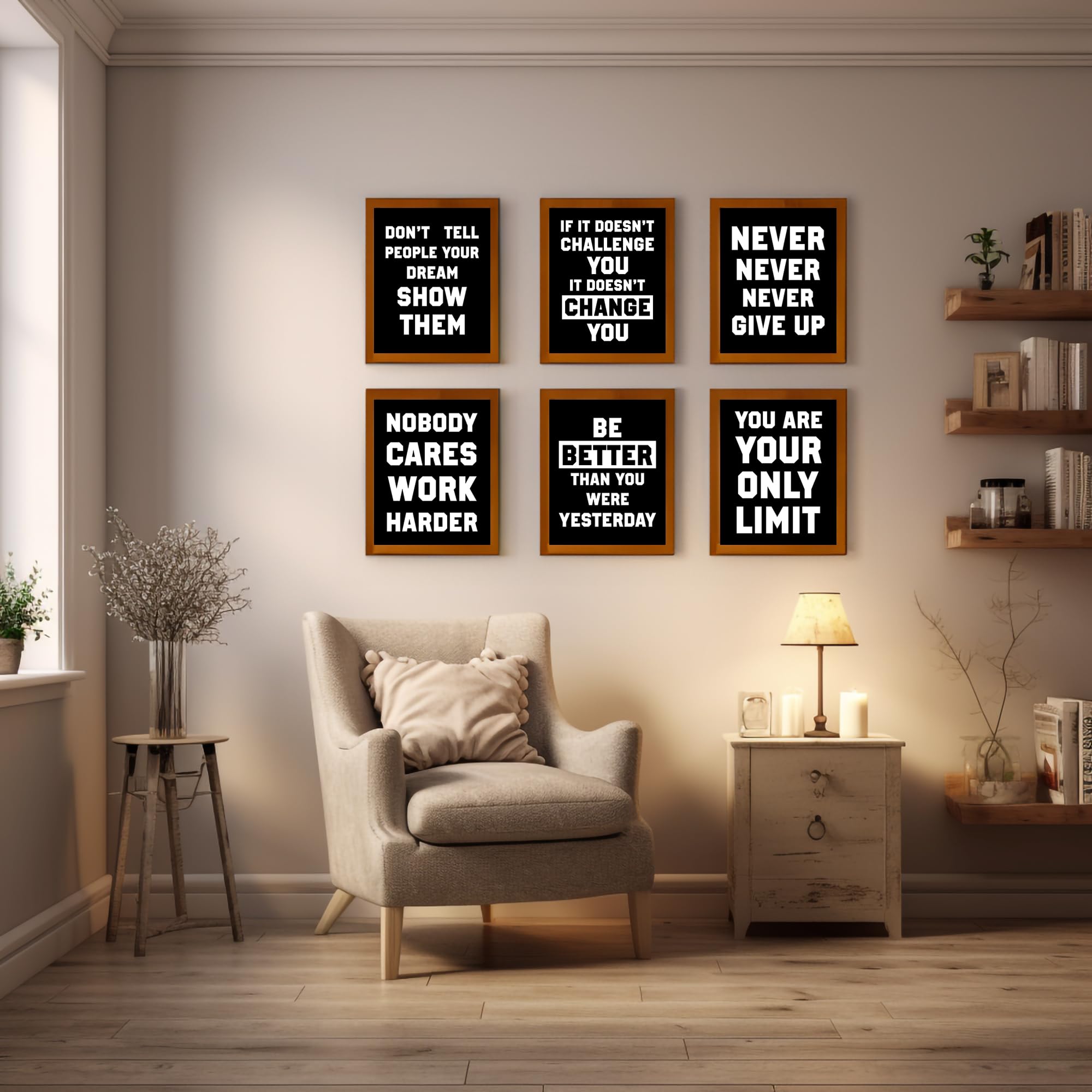 Motivational Quotes Wall Art Prints 8x10 Unframed (6-Pack) - Inspirational Home & Office Decor for Living Room, Bedroom, Workspace - Perfect for Gifts, Meditation Spaces & Daily Encouragement