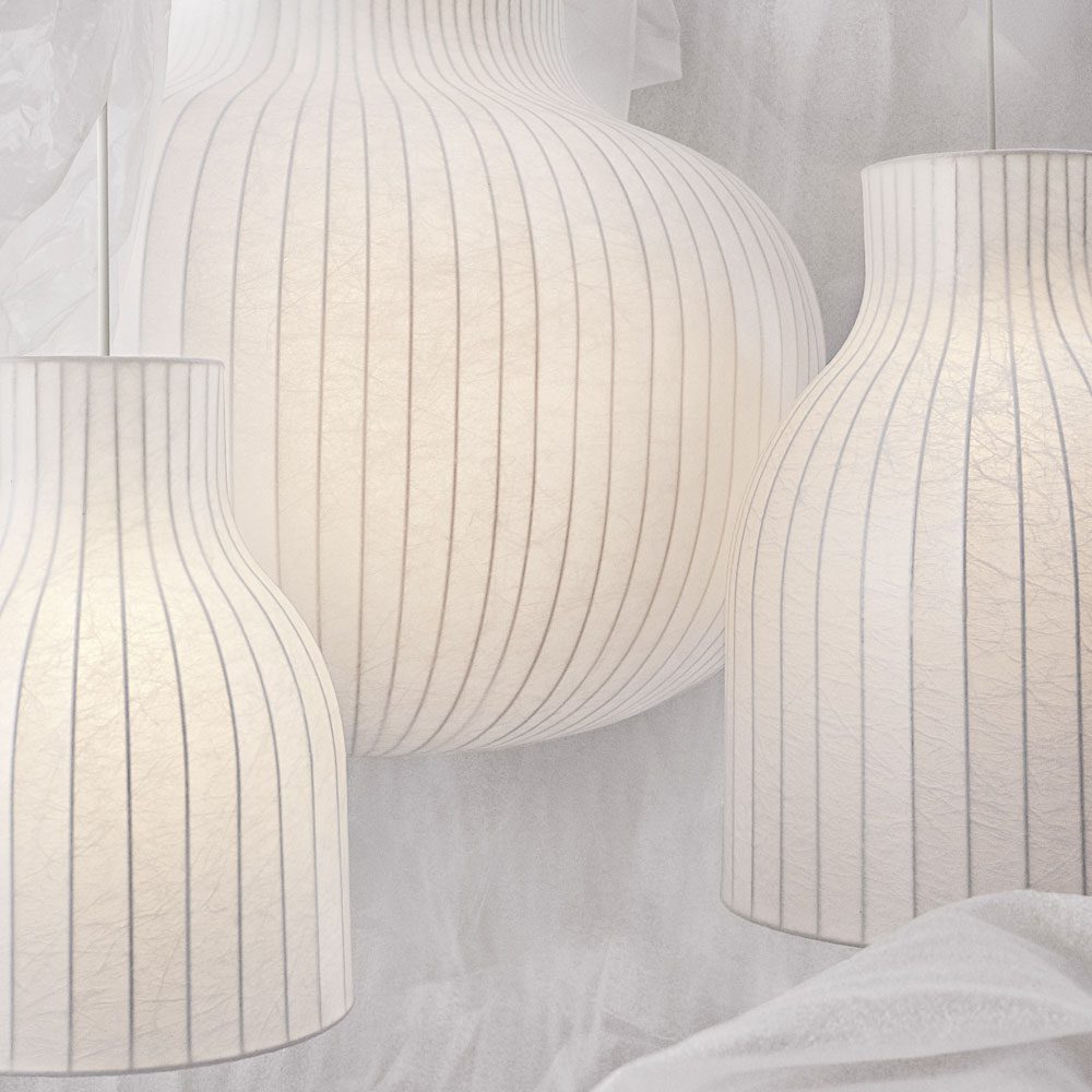 MUUTO Strand Pendant Lamp Ø60cm (Closed) White - Modern Scandinavian Hanging Light Fixture for Dining Room, Kitchen Island & Living Room Decor