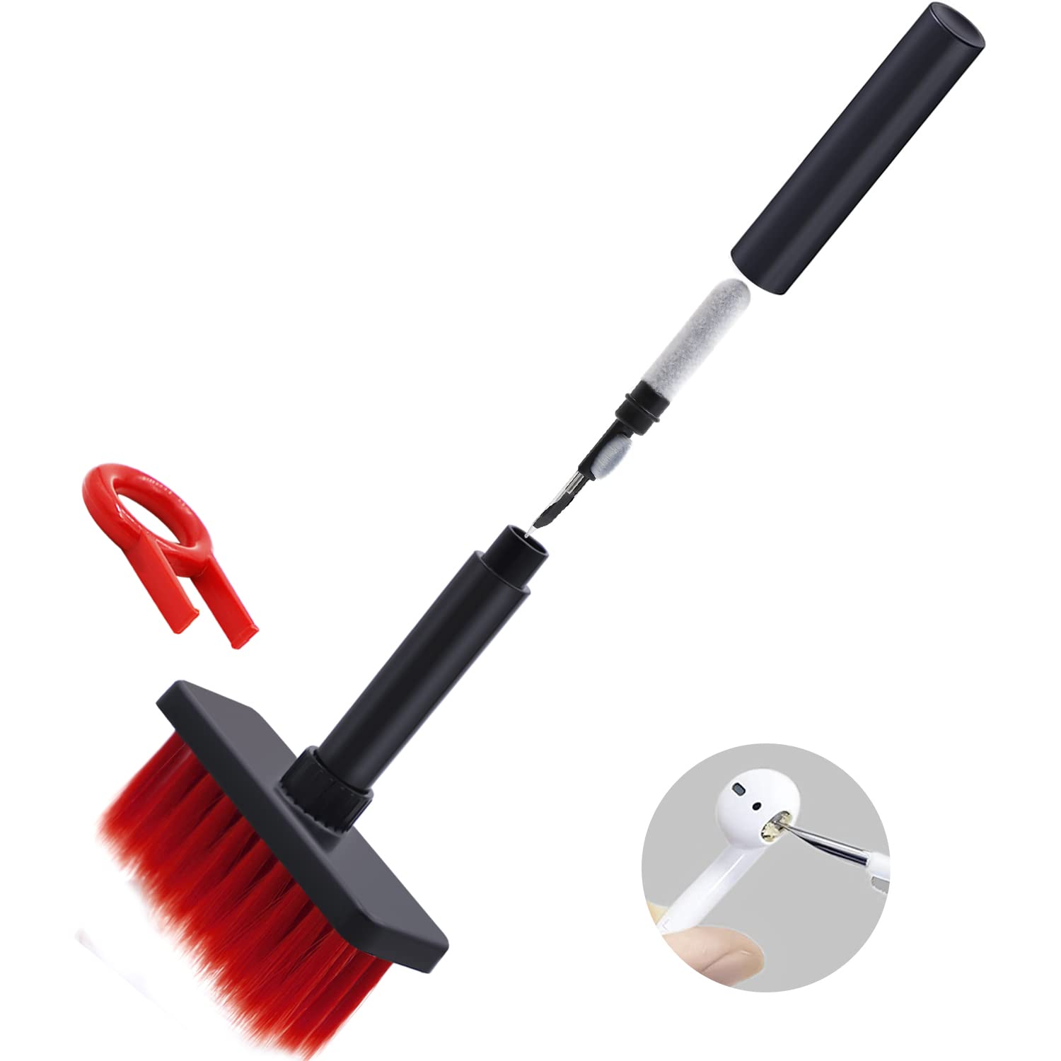 5-in-1 Multi-Function Keyboard Cleaner Kit - Soft Brush for AirPods, Camera, Laptop & Computer Cleaning - Includes Earbuds Cleaning Tools (Black) | Perfect for Office, Home & Travel Use