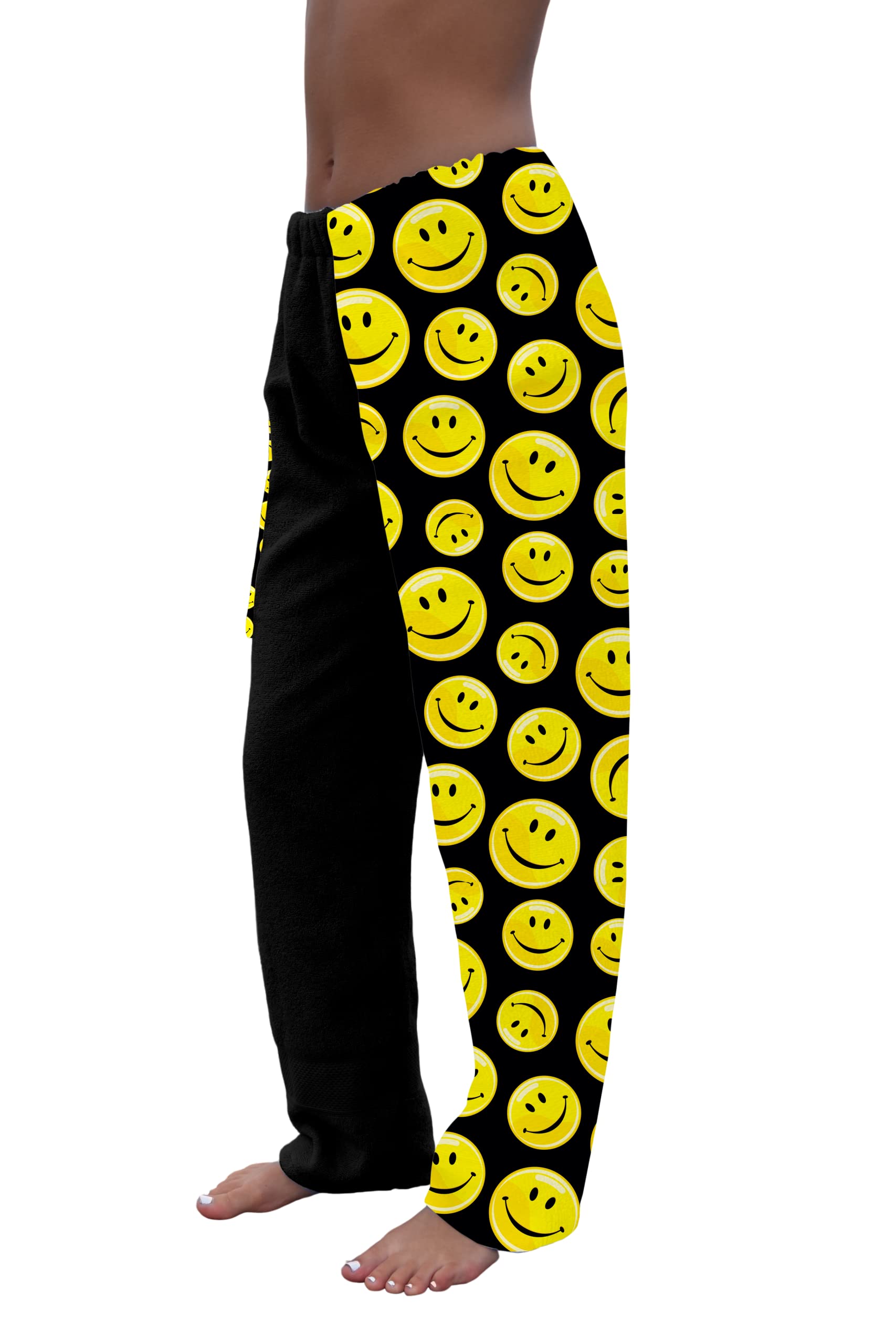 Smiley Face Cotton Terry Towel Pants for Swimmers - Soft Beach Cover Up & Swimwear - Quick Dry Comfort for Pool, Beach & Spa Days
