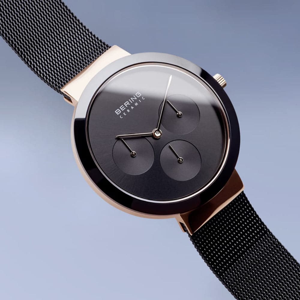 BERING 35036 Unisex Black Stainless Steel Mesh Strap Watch - Stylish & Durable for Everyday Wear, Business & Formal Occasions
