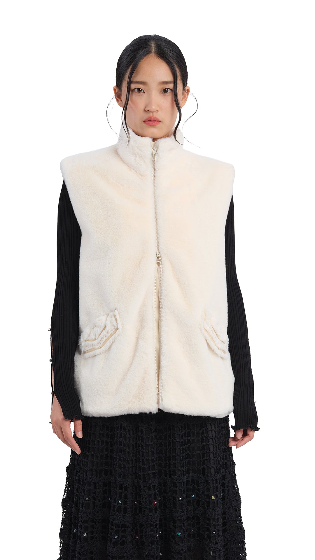 Women's Faux Fur Vest Winter Warm Cozy Jacket - Fashionable Outerwear for Casual Outings & Holiday Parties
