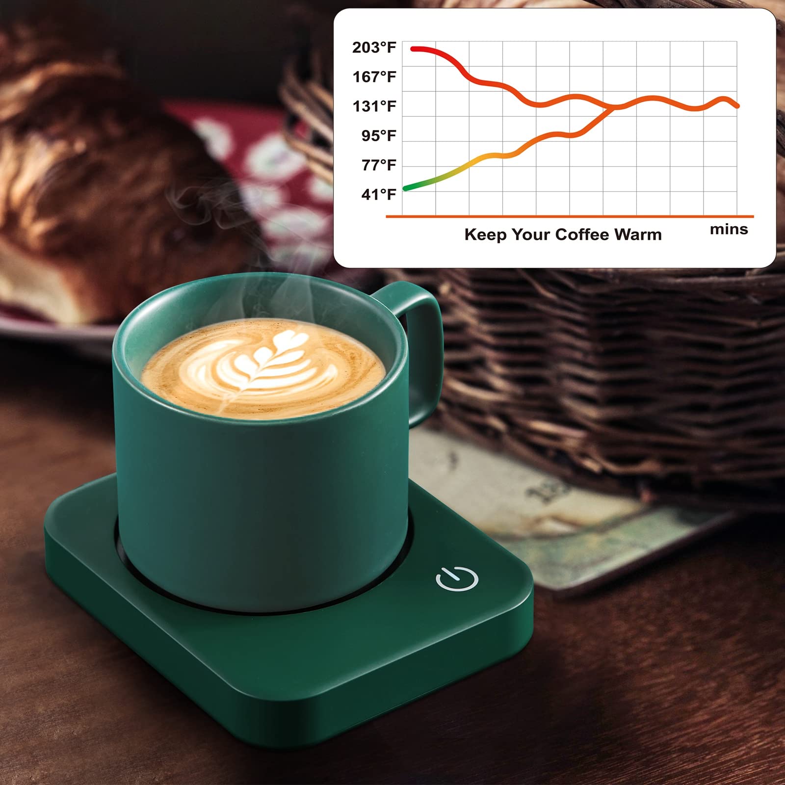 VOBAGA 11 oz Coffee Mug & Tea Cup with Flat Bottom - Insulated for Hot & Cold Drinks - Perfect for Office, Home, or Gifts (Green) - Enjoy Your Morning Coffee, Afternoon Tea, or Late-Night Milk