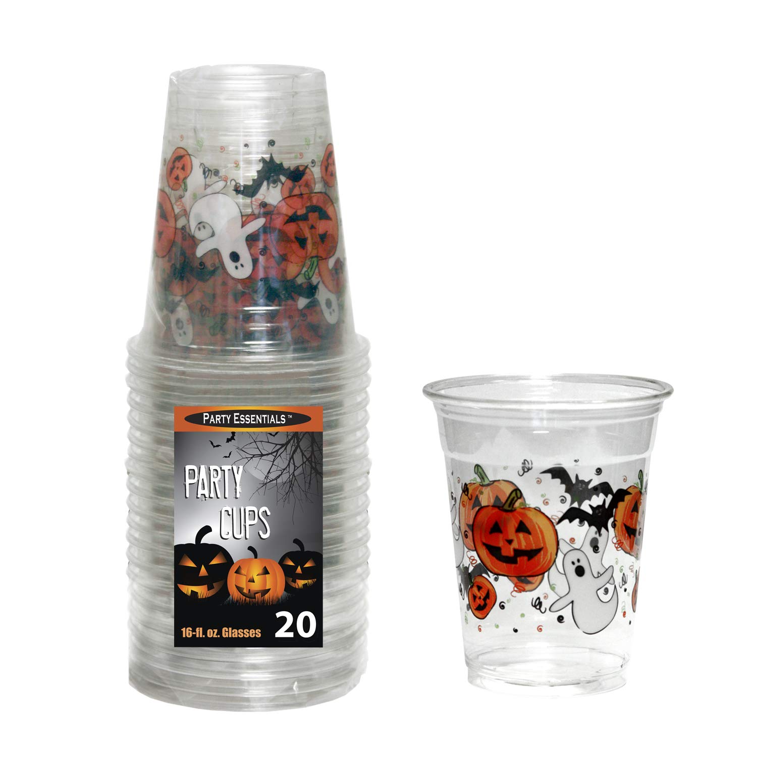 16oz Halloween Printed Soft Plastic Cups - 500 Count Bulk Party Supplies for Halloween, Christmas, Birthdays & Events | Disposable Drinkware for Parties, BBQs & Gatherings