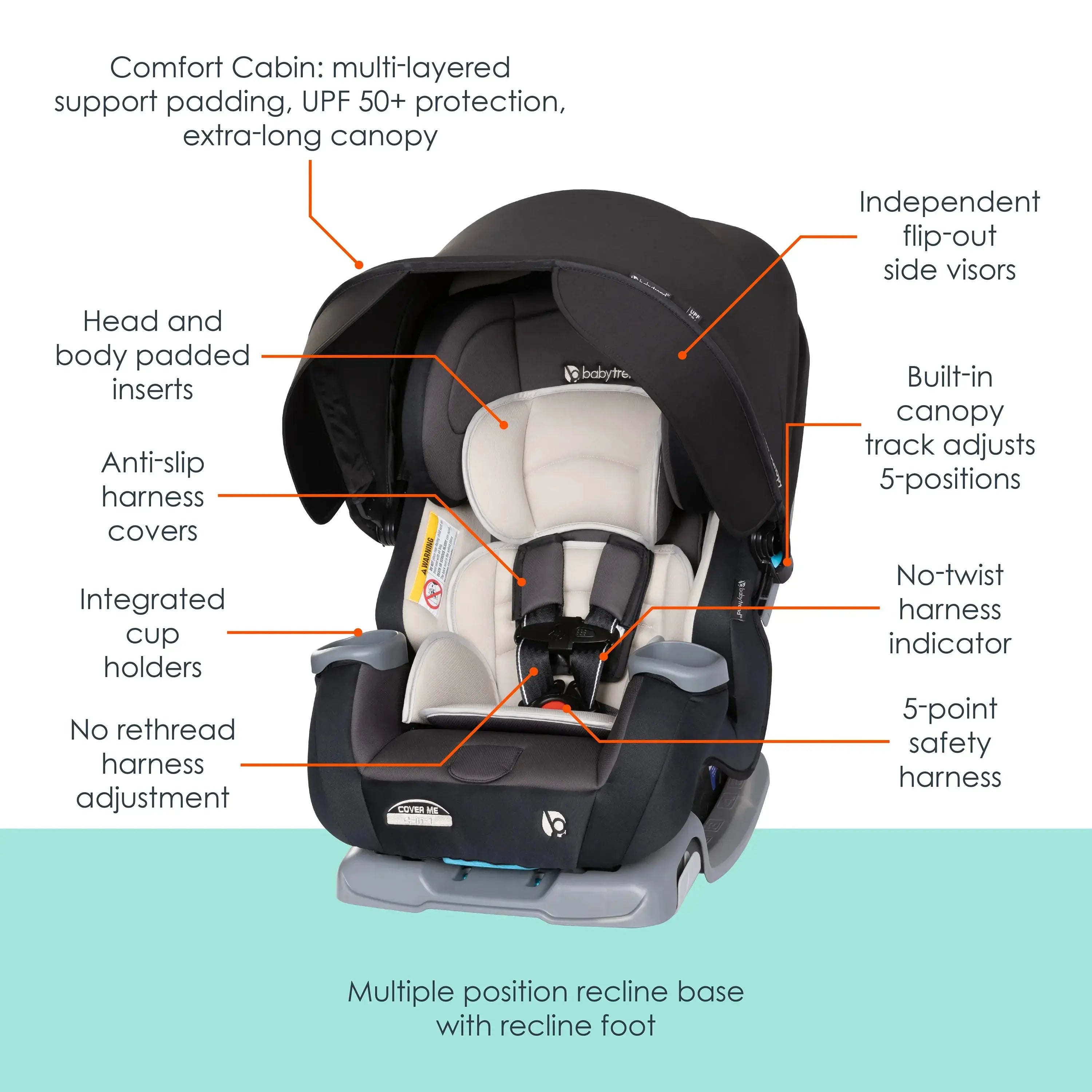 Cover Me™ 4-in-1 Convertible Car Seat for Toddlers & Kids - Madrid Tan (Target Exclusive) - Safe & Comfortable for Travel, School & Family Road Trips