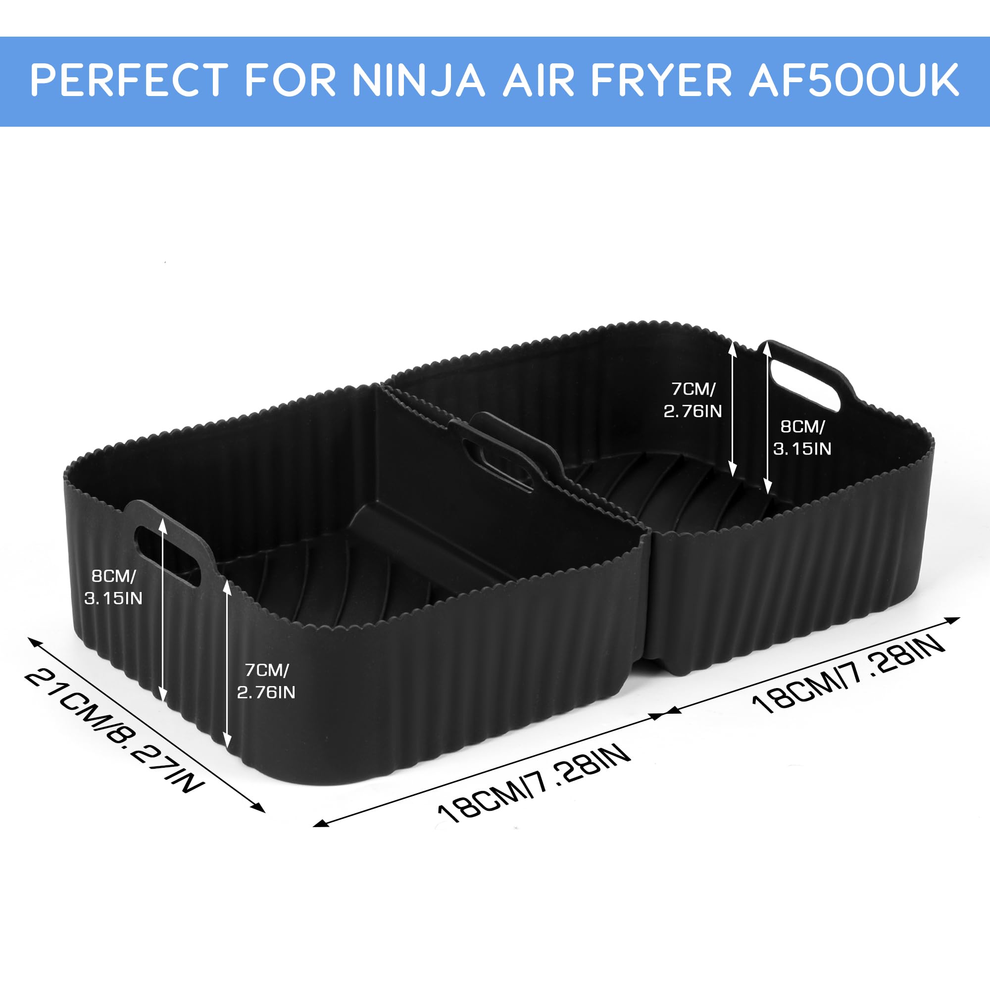 Pietuley Large Silicone Air Fryer Liners for Ninja FlexDrawer AF500UK - Non-Stick, Reusable Accessories for Ninja Foodi Dual Air Fryer 10.4L - Perfect for Roasting, Baking & Frying with Easy Cleanup