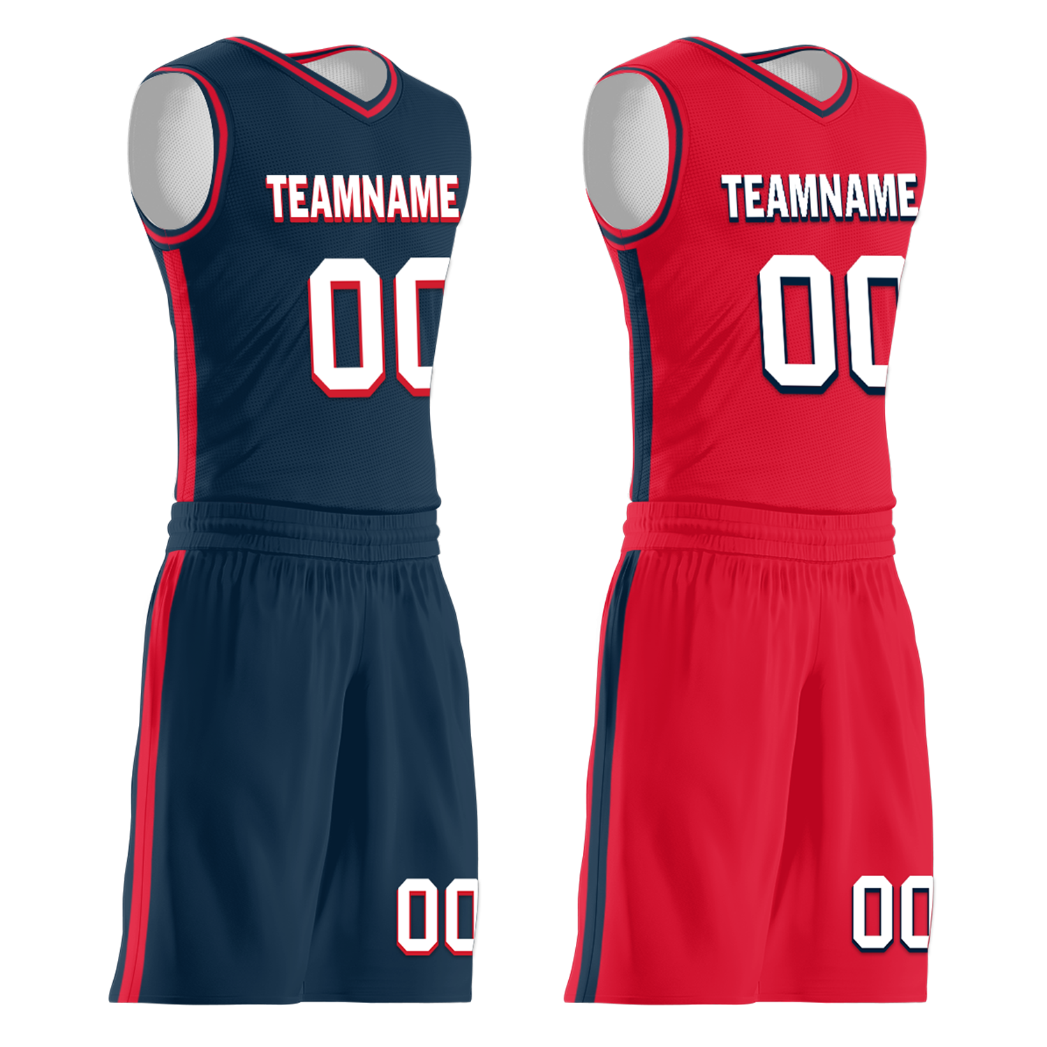Custom Blue & Red Reversible Basketball Jersey - Personalized COOLMAX BBJR D017021 - Breathable Team Uniform for Men & Women - Perfect for Games, Practice & Fan Gear