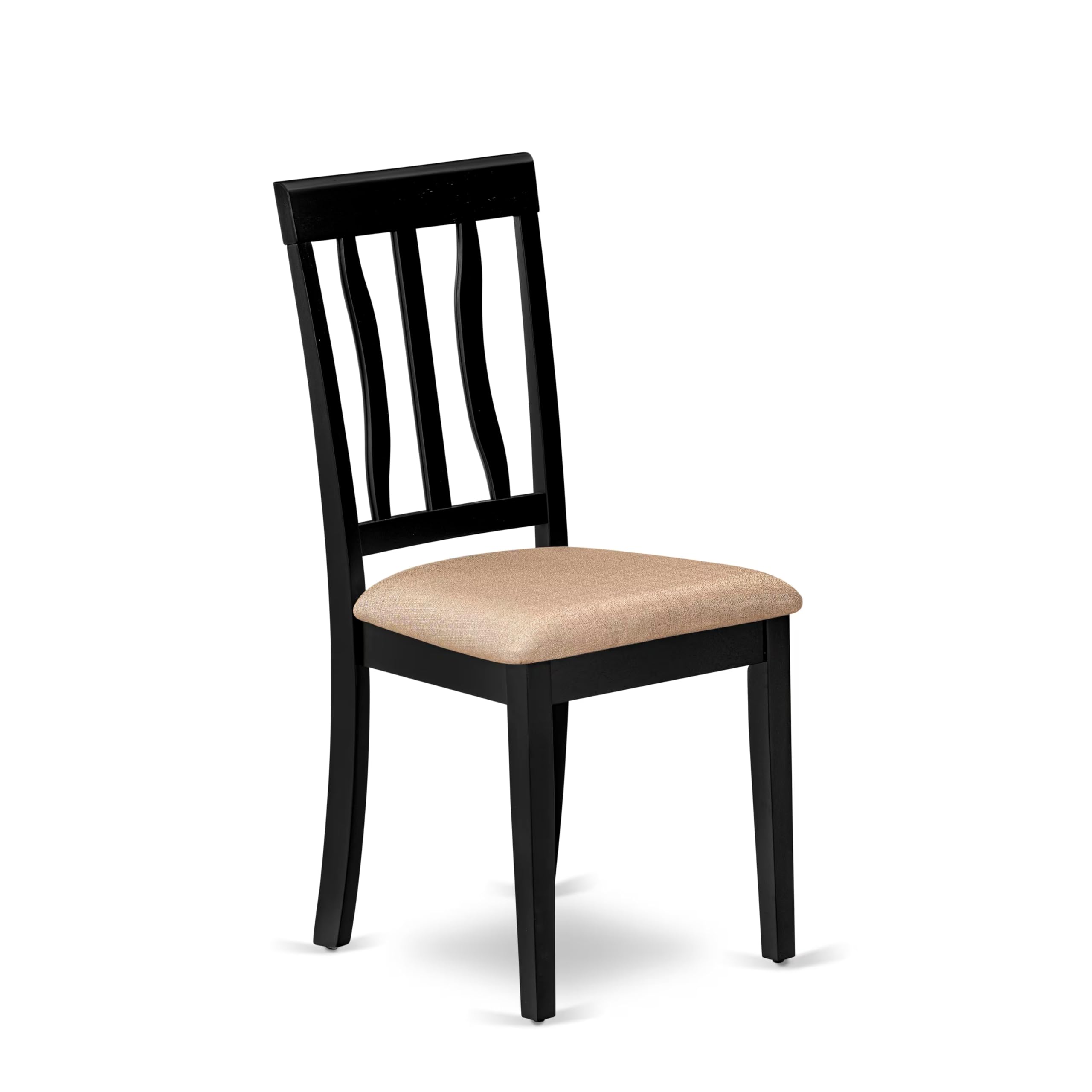 East West Furniture PLAN5-BCH-C 5-Piece Black & Cherry Dining Table Set with Butterfly Leaf Extension and 4 Linen Upholstered Chairs, 42x78 Inch - Perfect for Kitchen, Dining Room, and Small Space Entertaining