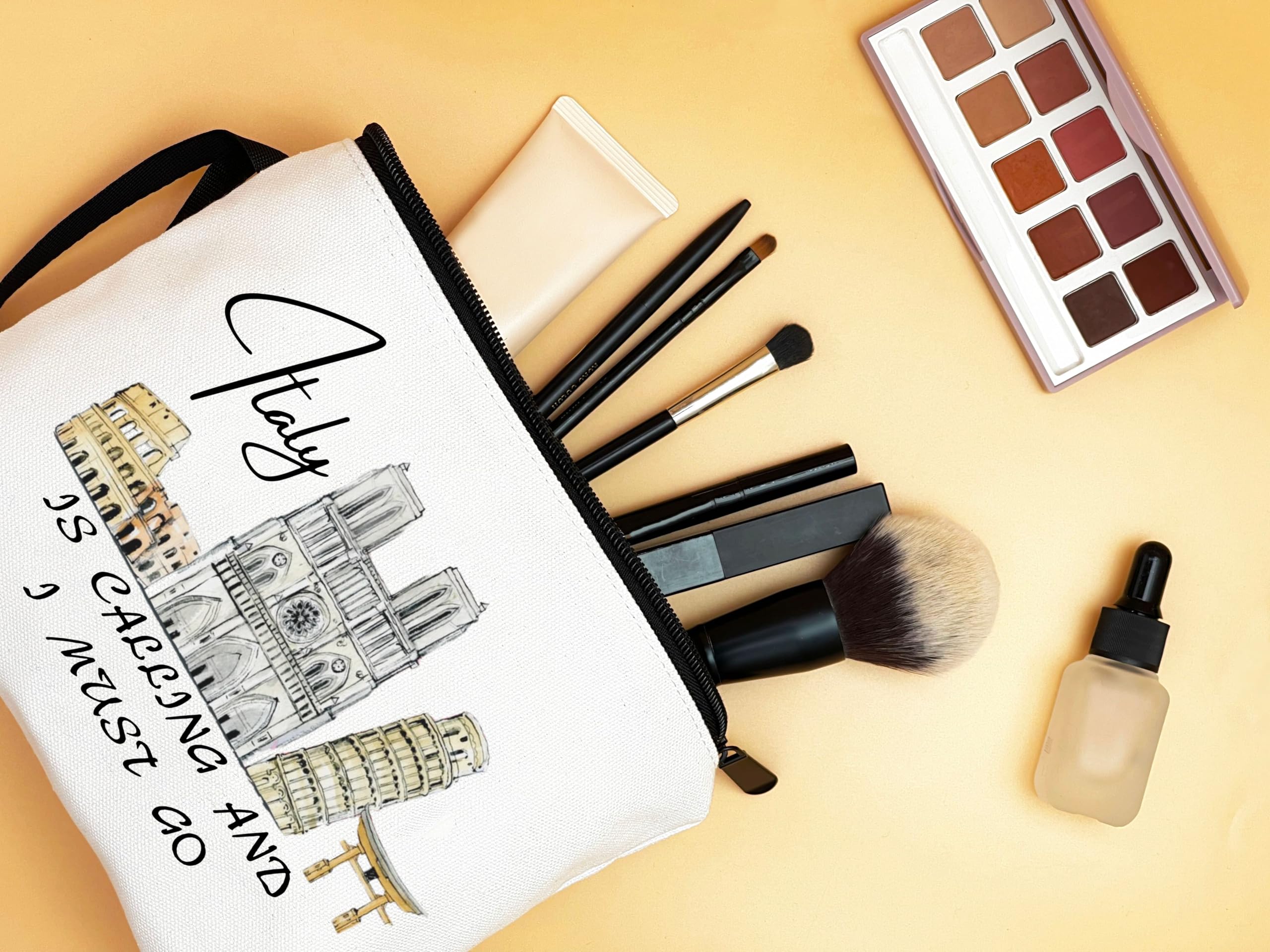 Italy Travel Essentials - Italian Themed Gifts & Makeup Travel Bags for Women | Perfect for International Travelers, Vacation Trips & Cosmetic Organization