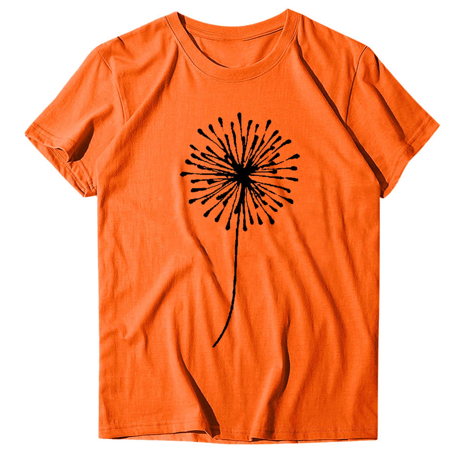 **Women's Dandelion & Sunflower Graphic T-Shirt - Cute Printed Casual Short Sleeve Tee for Summer | Perfect for Outdoor Activities, Beach Trips, and Everyday Wear**