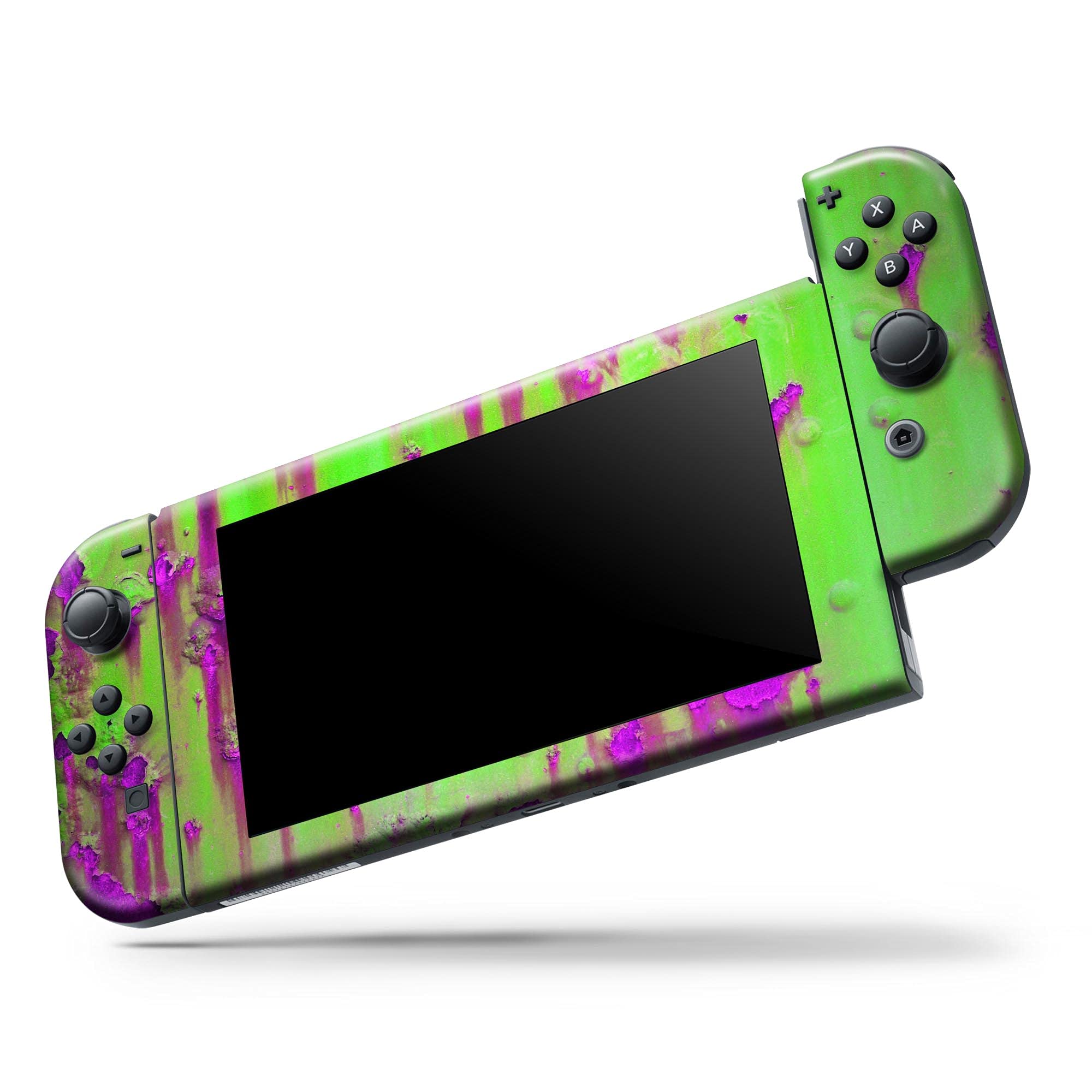 Nintendo Switch Pro Controller Skin - Scratch-Resistant Removable Vinyl Wrap Cover in Lime Green & Hot Purple Rust | Protective Decal for Gaming, Travel & Home Use