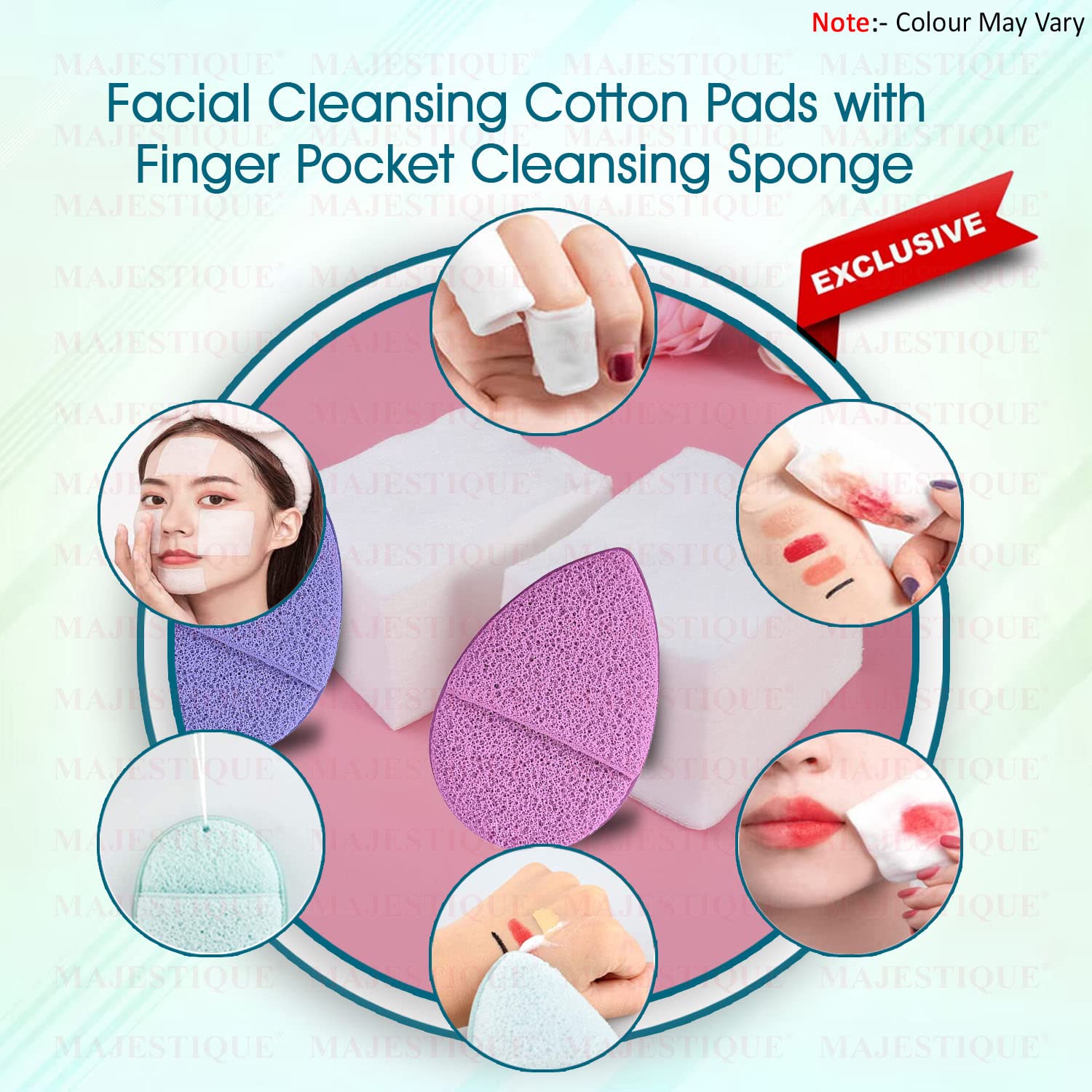 Majestique Reusable Cotton Face Pads & Finger Sponge - Soft Makeup Remover Wipes for Eye & Face Cleansing, Pure Cotton Toner Pads (460 Count) - Eco-Friendly Beauty Routine Essential for Daily Skincare & Makeup Removal