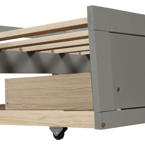 **Merai Wooden Daybed Frame with Grey Drawer - No Box Spring Needed - Perfect for Guest Rooms, Dormitories & Small Spaces**
