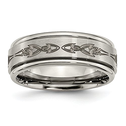 Premium Titanium 8mm Laser-Engraved Brushed & Polished Wedding Band - Durable & Hypoallergenic Ring for Men's & Women's Jewelry, Perfect for Anniversaries, Engagements and Everyday Wear