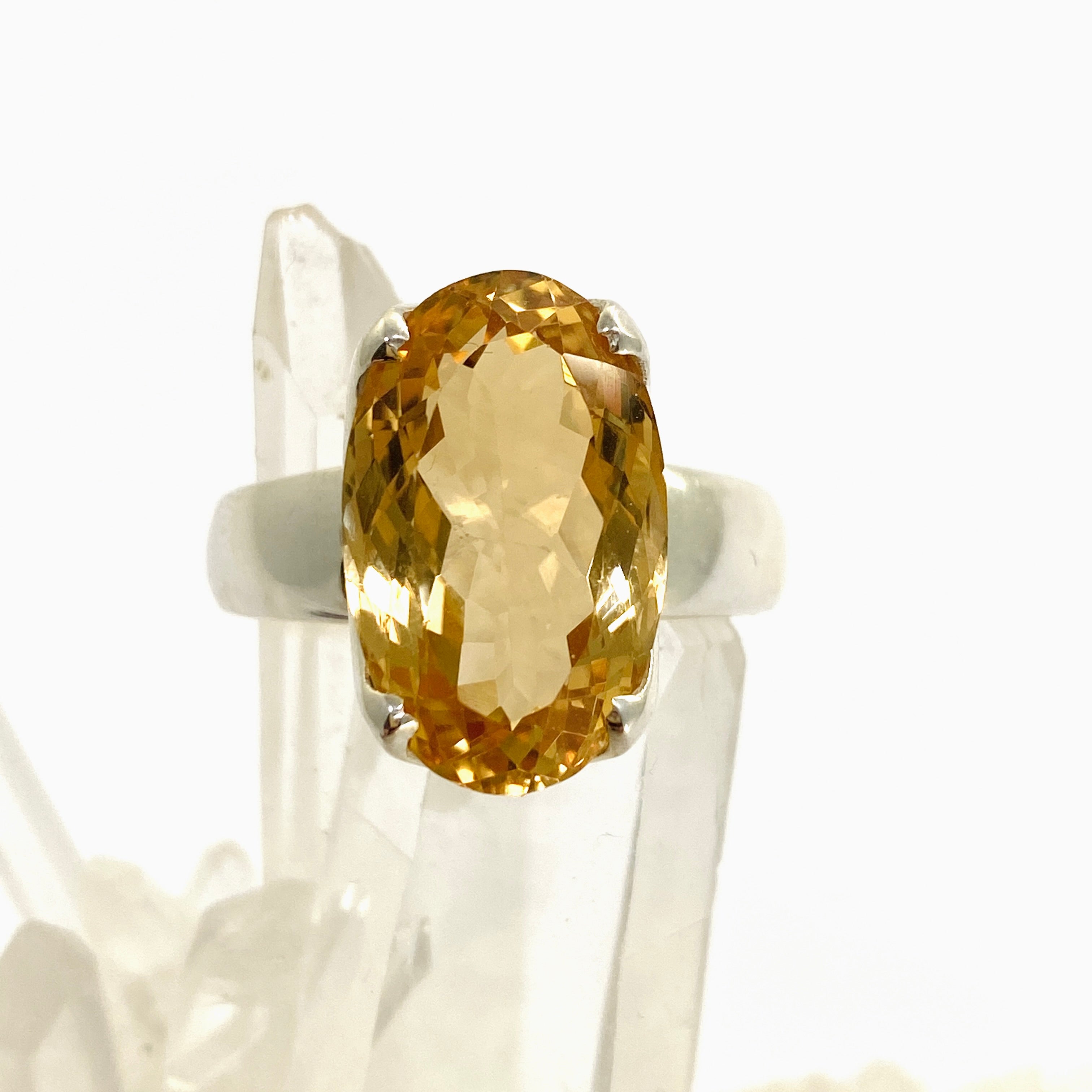 Natural Citrine Oval Faceted Ring - Size 12 PRGJ910 - Elegant Jewelry for Women, Perfect for Weddings, Parties & Special Occasions