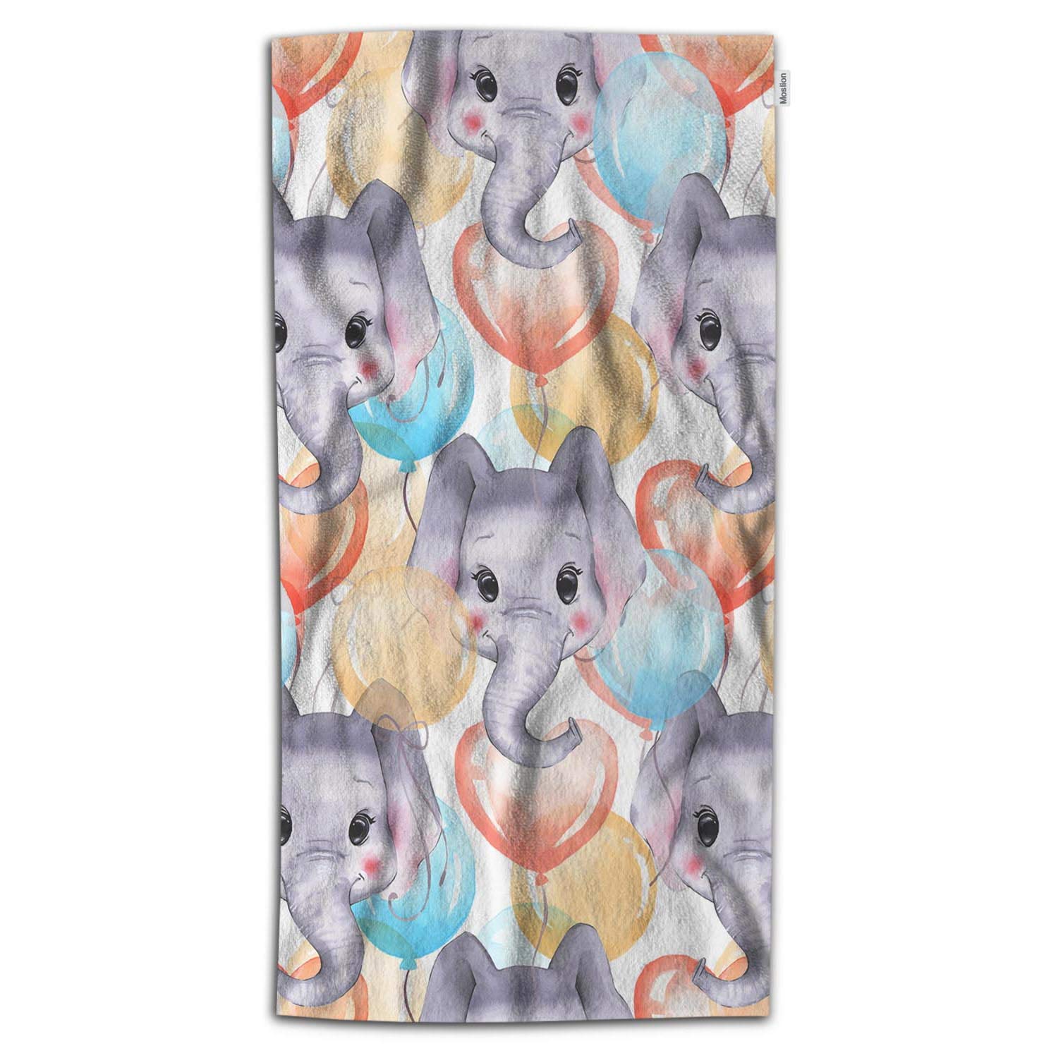 Soft Microfiber Elephant Bath Towel for Kids - Cute Cartoon Animal Design with Colorful Heart Balloons, 32x64 Inch - Perfect for Baby Bath, Beach, Pool & Nursery Decor
