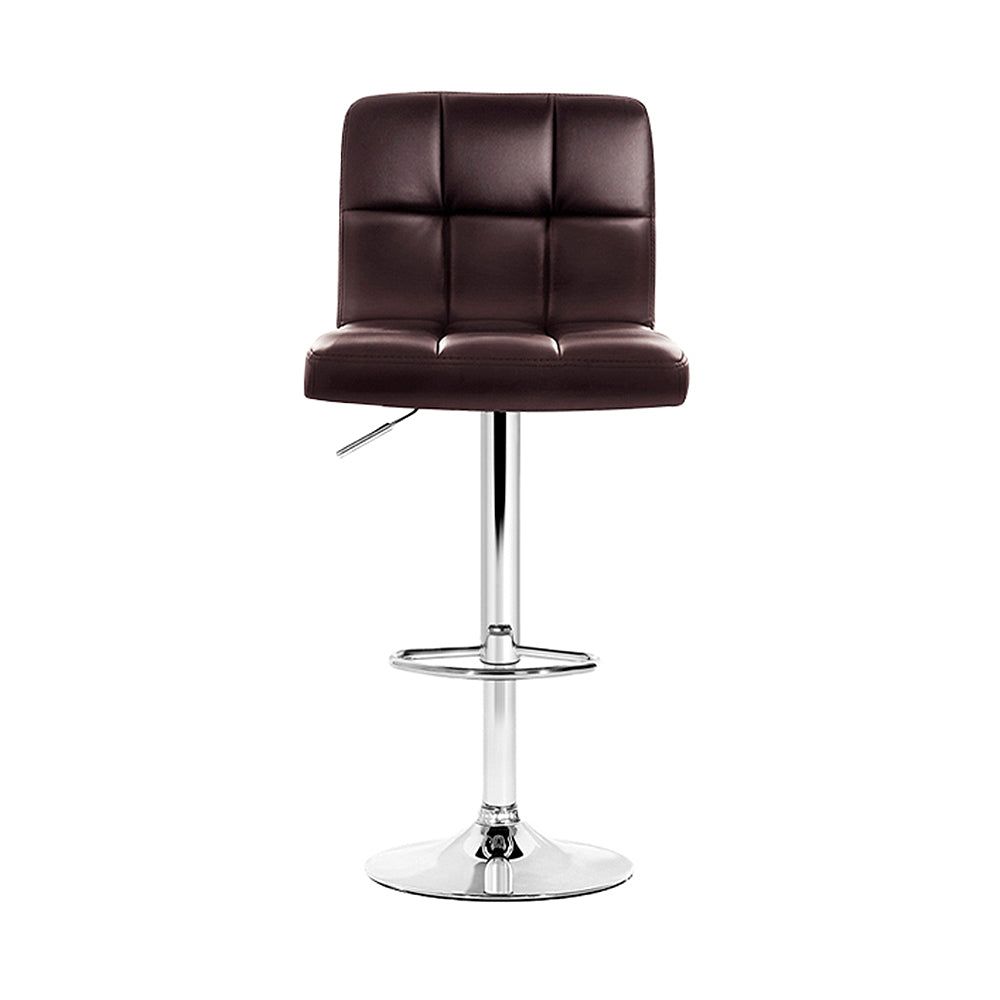 4 Bar Stools with Leather Upholstery & Gas Lift Mechanism in Brown - Perfect for Kitchen Islands, Bars & Dining Areas