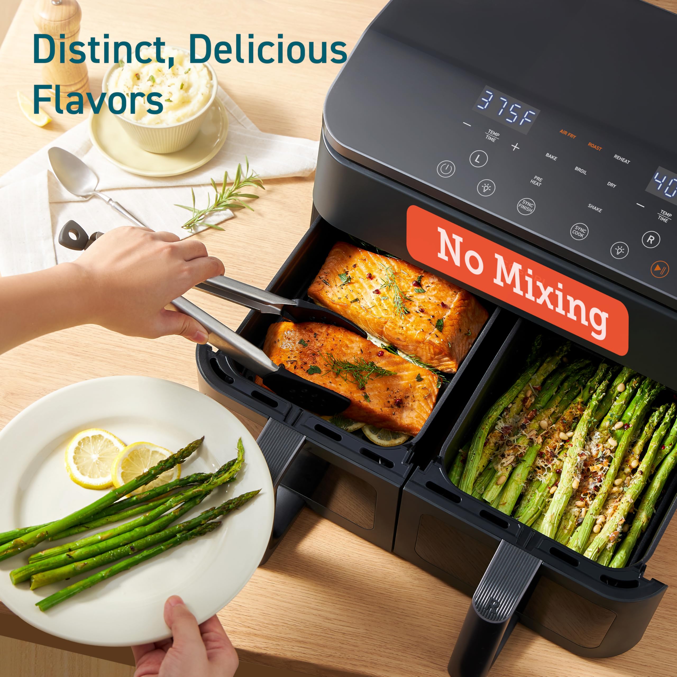 COSORI 9Qt 10-in-1 Dual Air Fryer with Double Baskets - Sync Cook Technology for Baking, Roasting, Reheating & Broiling | 130 Included Recipes | Perfect for Family Meals & Kids | Dishwasher Safe | Ideal for Quick Weeknight Dinners & Healthy Meal Prep