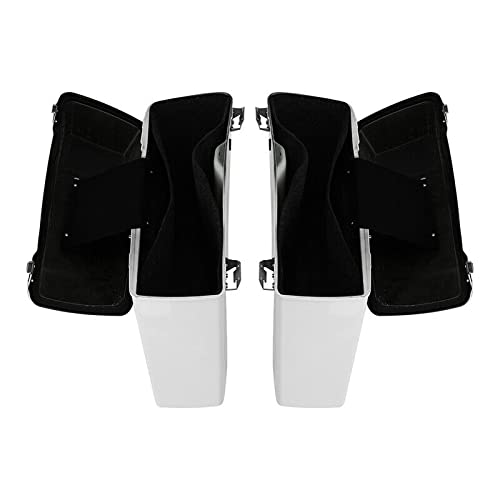 Premium White Hard Saddlebags with Latch Keys & Carpet Liners - Compatible with Harley Touring, Road Glide, Road King, Street Glide, Electra Glide Ultra Class (1994-2013) - Perfect for Long-Distance Rides, Storage & Motorcycle Customization