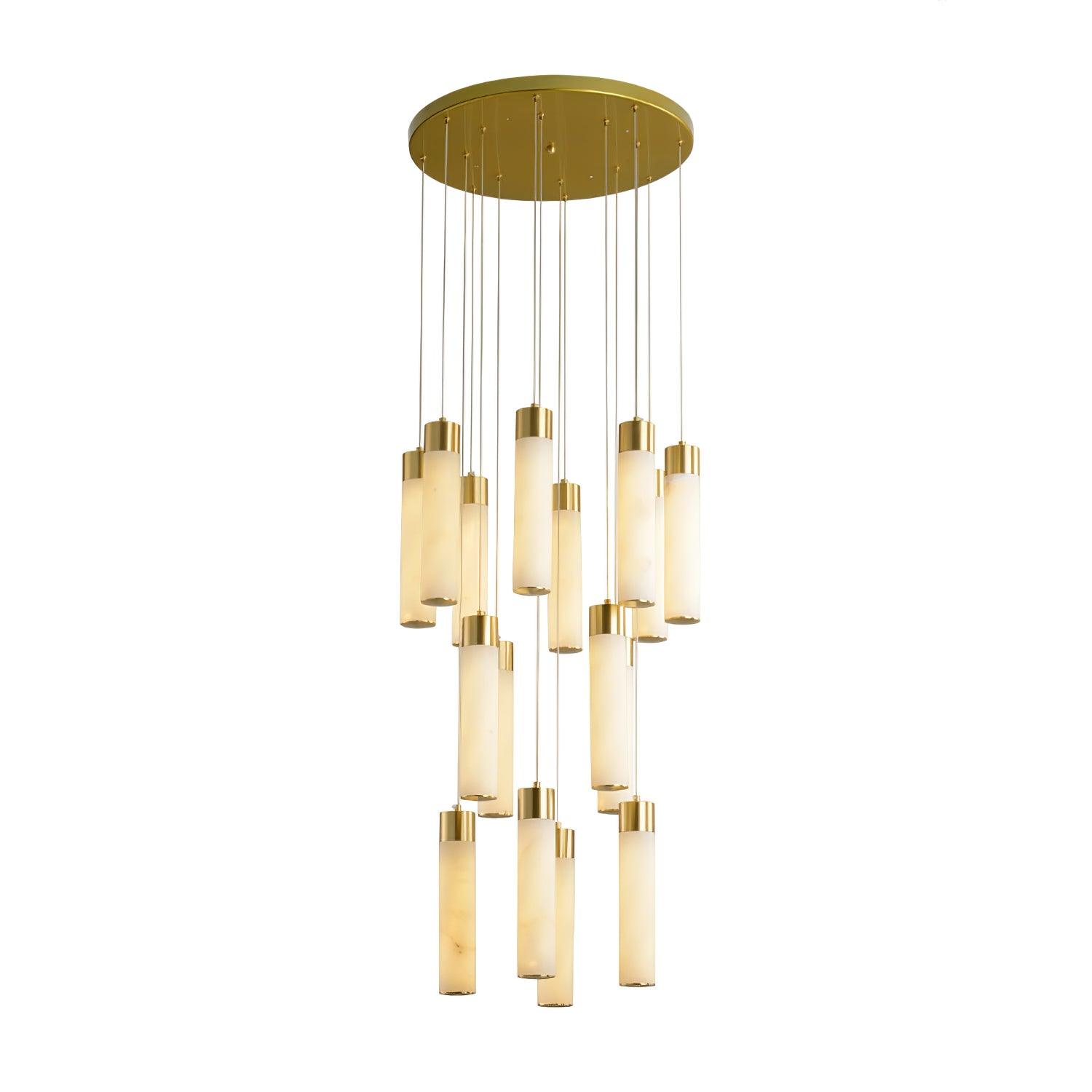 Celestial Alabaster Cascade Chandelier - Modern Crystal Ceiling Light Fixture for Dining Room, Bedroom & Living Room Decor - Elegant Lighting for Weddings & Home Interiors