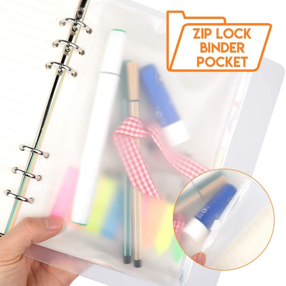 Premium A6 Refill Paper 3-Pack - 270 Lined Pages with 5 Color Binder Dividers, 160 Neon Sticky Index Flags & 2 A6 Binder Pockets - Compatible with 6-Ring Refillable Notebooks - Perfect for Journaling, Planning & Office Organization