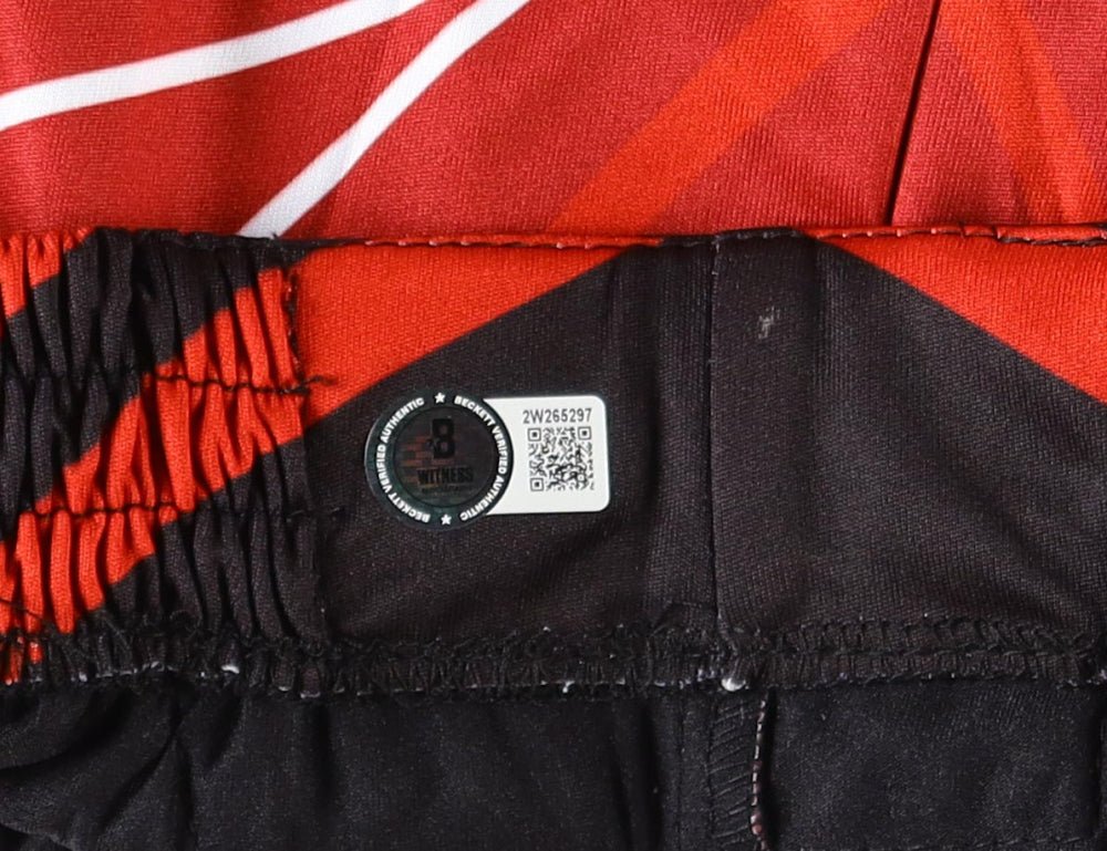 Jorge Masvidal Autographed Custom Red MMA Fight Shorts - Authentic Signed Memorabilia for UFC Fans & Collectors - Perfect for Display, Gifts, and Sports Enthusiasts