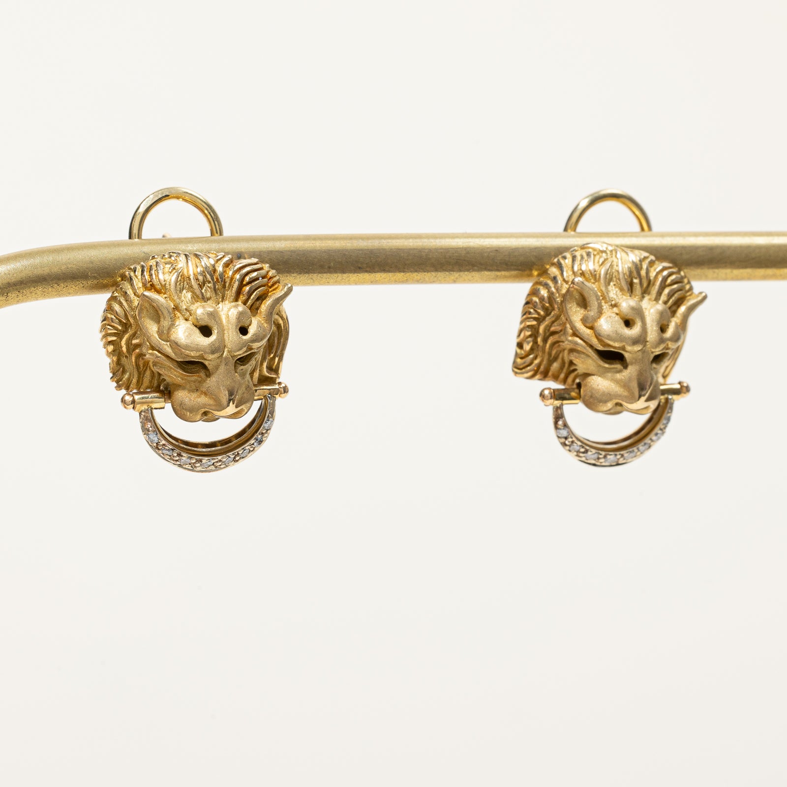 Lion Head Diamond Stud Earrings for Women | 0.07 Carat TW Round Cut Diamond Earrings | Elegant Jewelry Gift for Birthday, Anniversary & Special Occasions