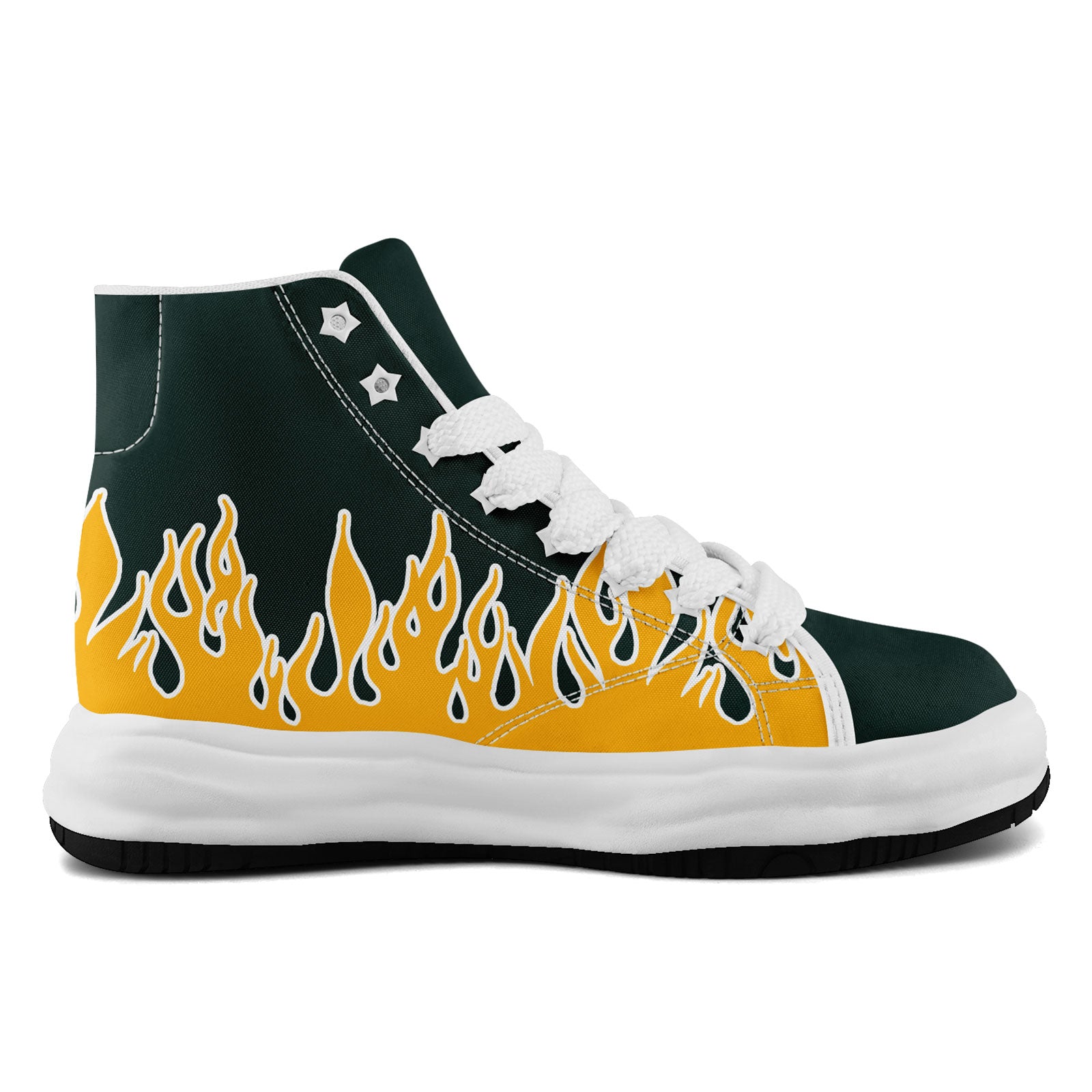 Custom Green & Yellow Green Bay Packers Themed Firesoul Sneakers - Personalized Basketball Shoes for Men Size 13 (FN039 D020272) - Perfect for Game Day, Sports Events & Fan Apparel Collection