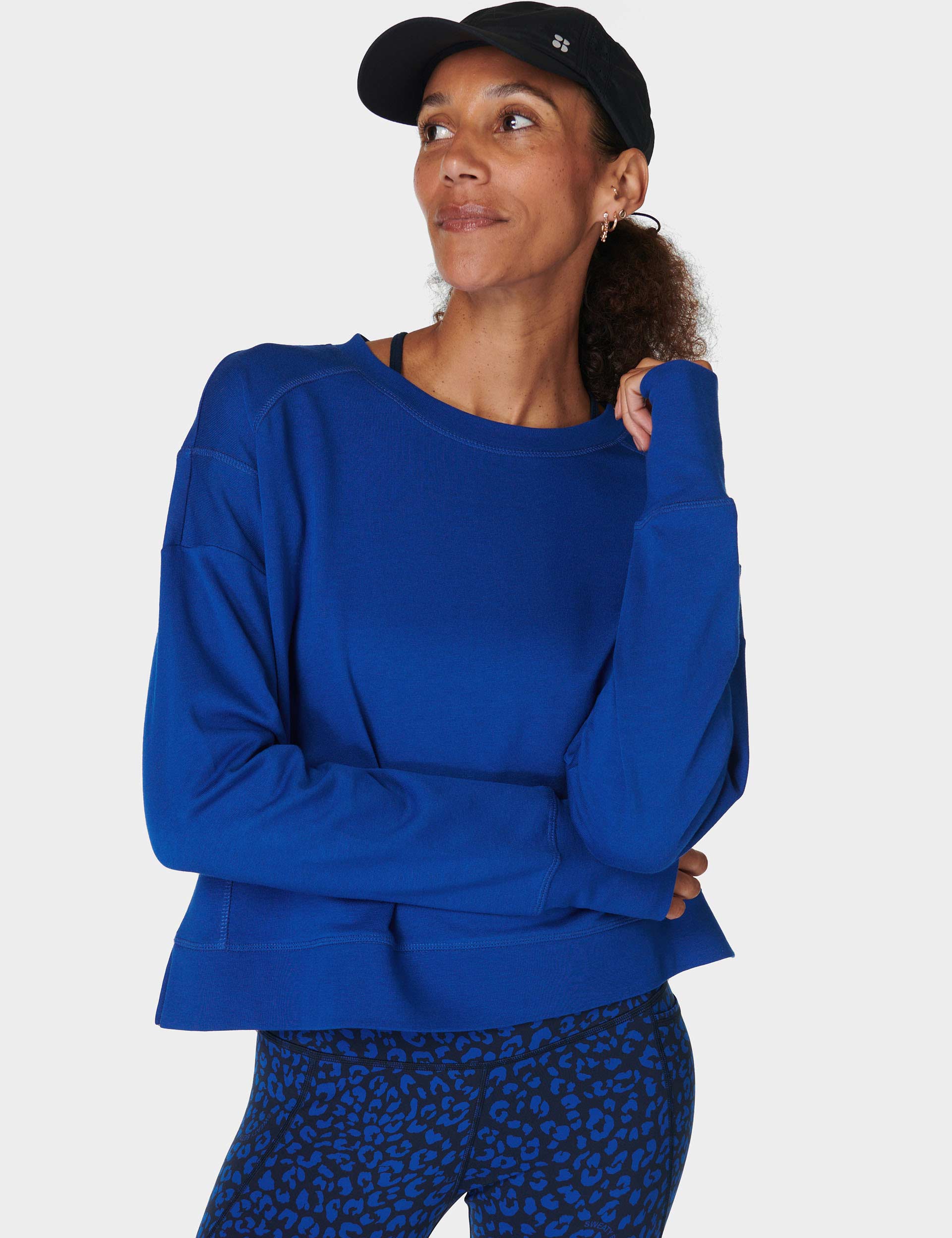 After School Crop Sweatshirt for Women - Lightning Blue | Comfortable Casual Pullover for Teens & College Students | Perfect for Lounging, Running Errands & Weekend Outfits