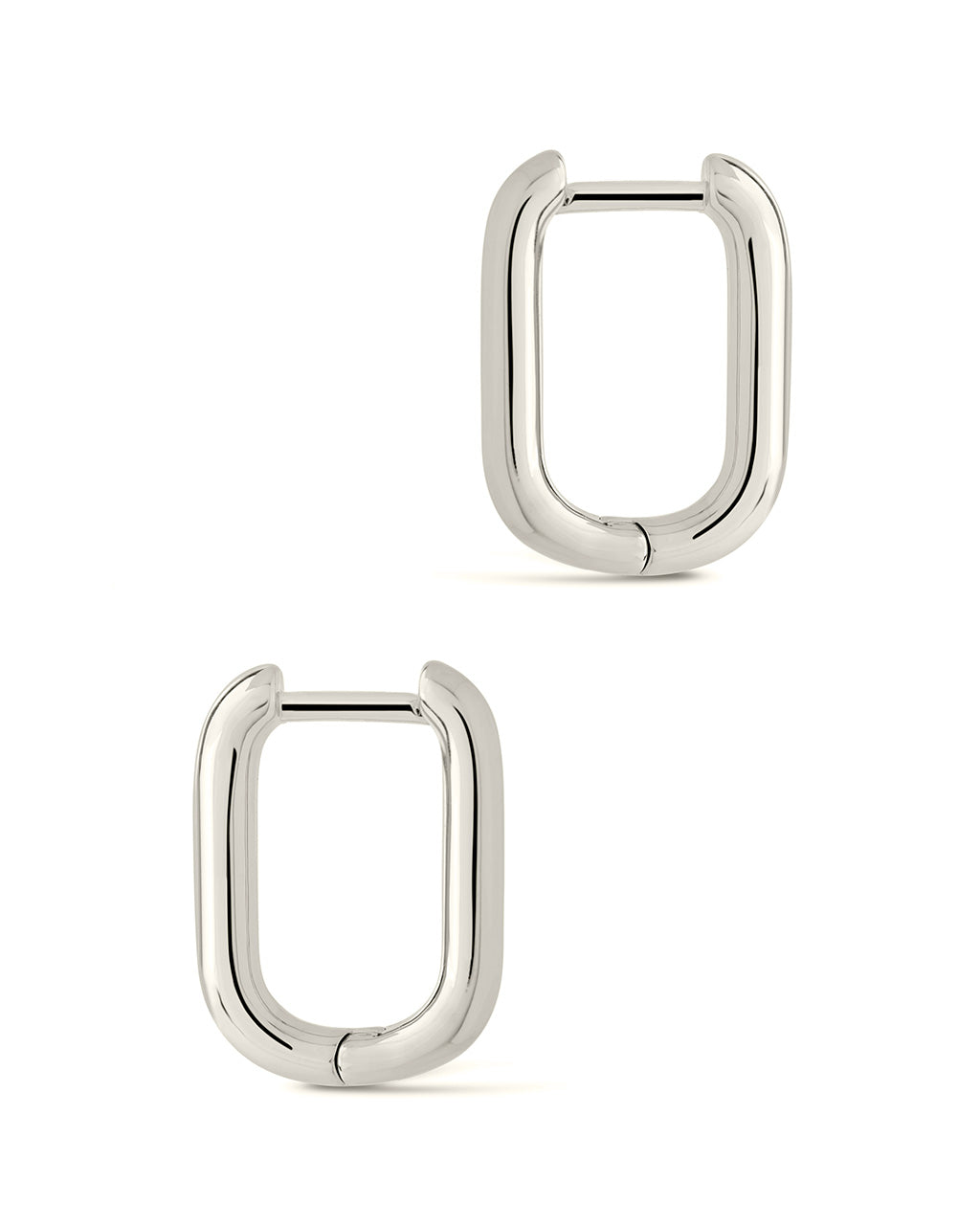 Josie Rectangular Hoop Earrings for Women - Sterling Silver Minimalist Dangle Earrings - Elegant Everyday Jewelry for Work, Party & Date Night