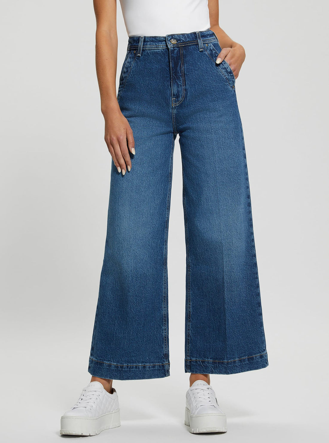 High Rise Dakota Wide Leg Jeans in Mid Wash - Comfortable & Stylish Women's Denim Pants for Casual Wear & Everyday Outfits