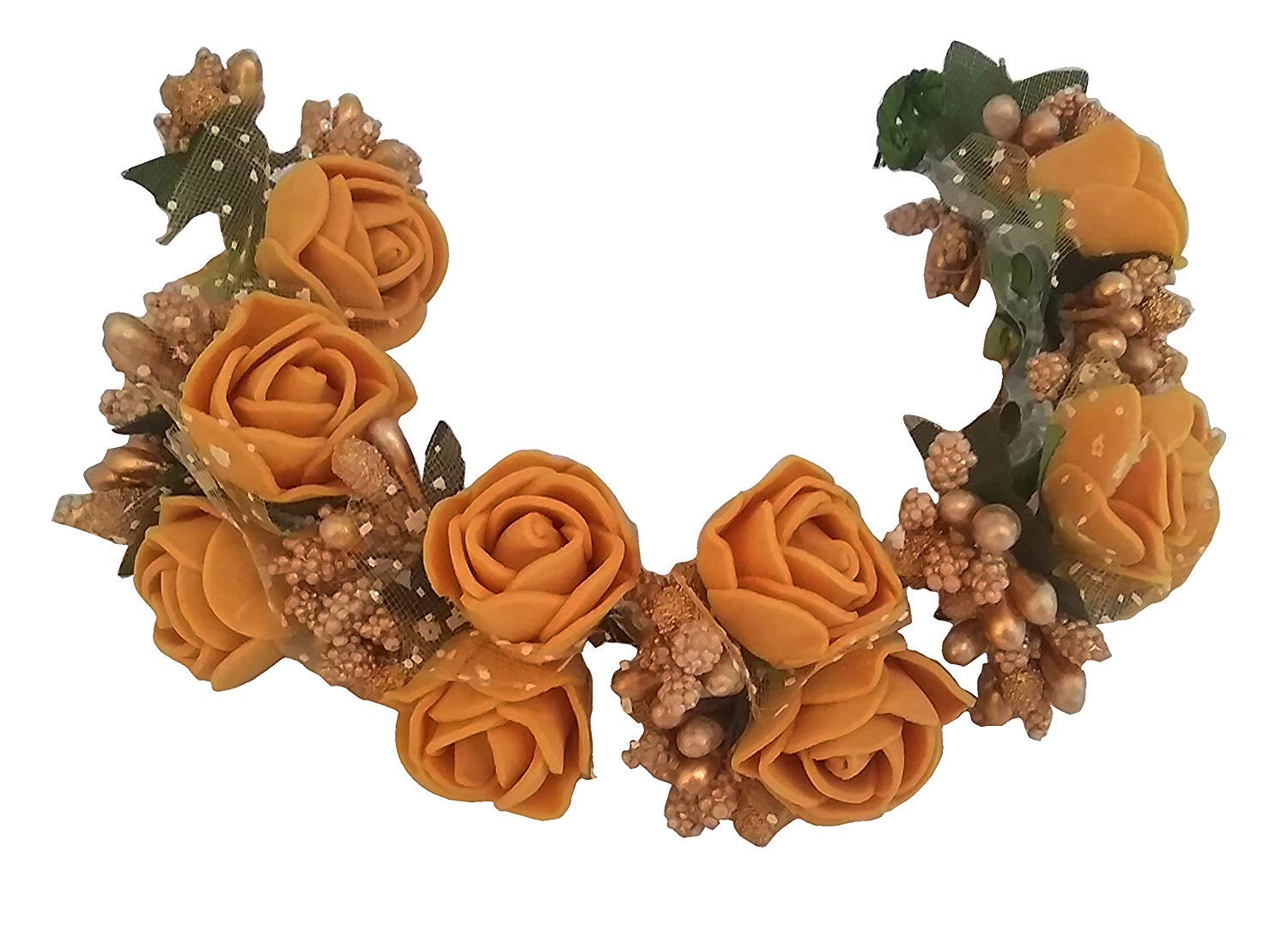 Stylish Wedding Hair Bun Gajra for Women - Mustard Bridal Accessory
