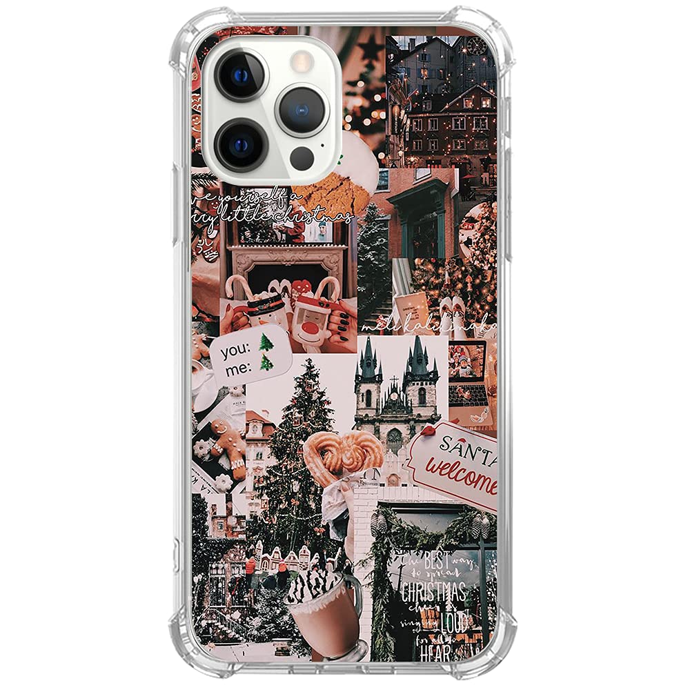 Trendy Christmas iPhone 13 Pro Max Case - Aesthetic Winter Collage Design Protective Cover for Women & Men | Durable TPU Bumper Case | Perfect Holiday Gift & Seasonal Protection