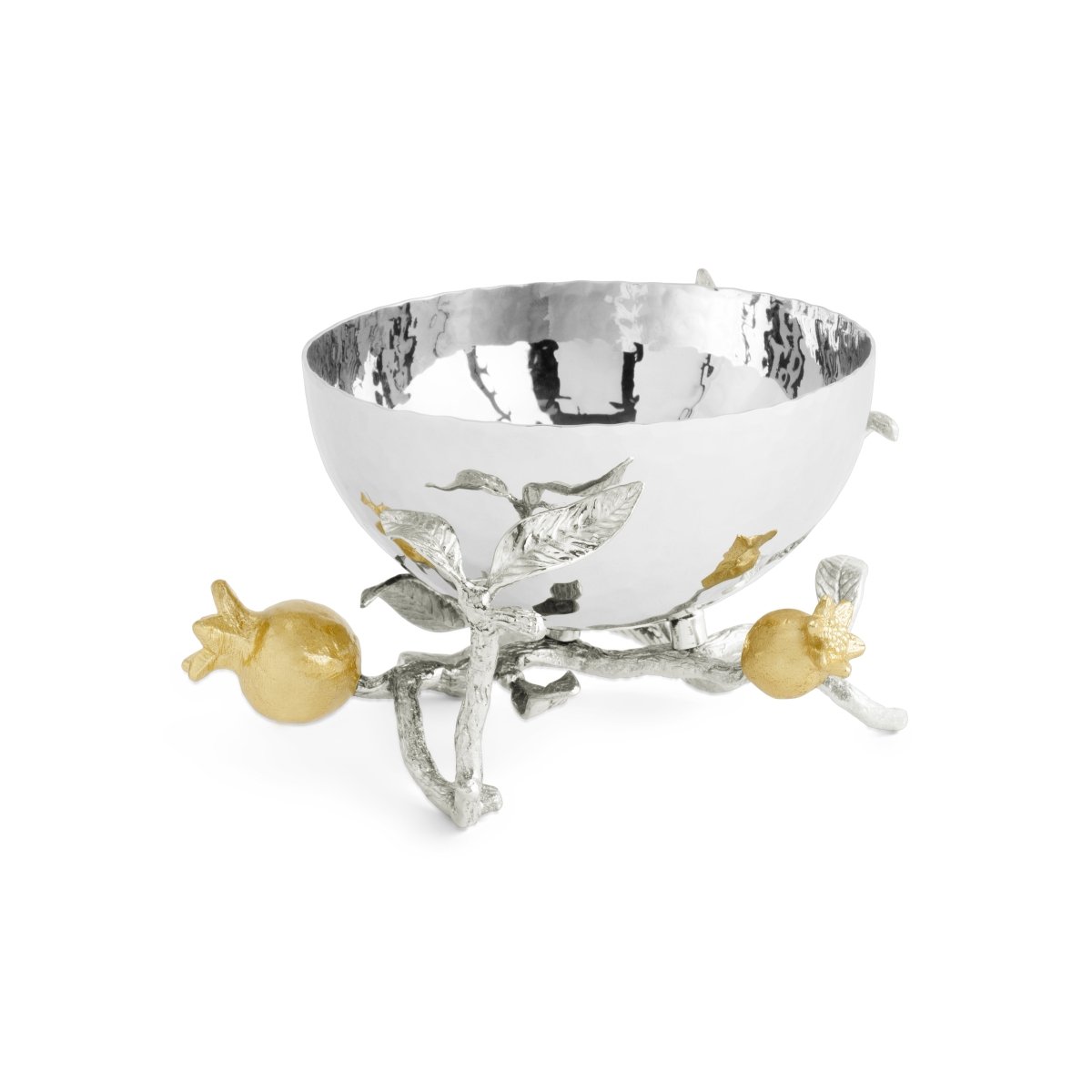 Elegant Pomegranate Silver & Gold Nut Bowl - Premium Decorative Serving Dish for Parties, Holidays & Home Decor