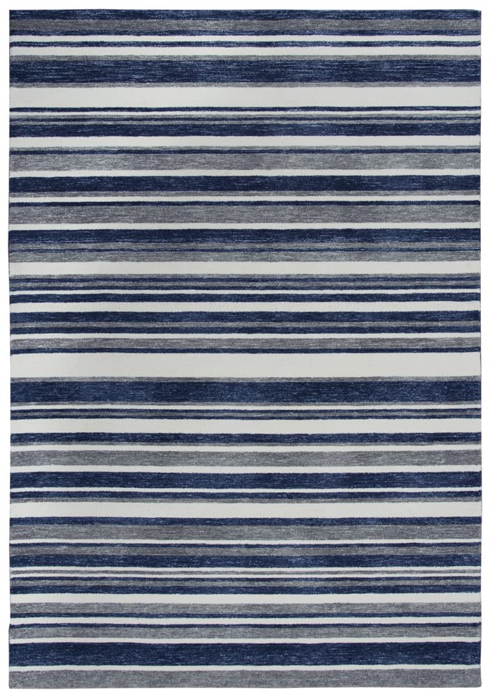 Gatney Rugs Sandstone Area Rug VLA102 - Blue & Gray Striped Rectangle Rug 8'6
