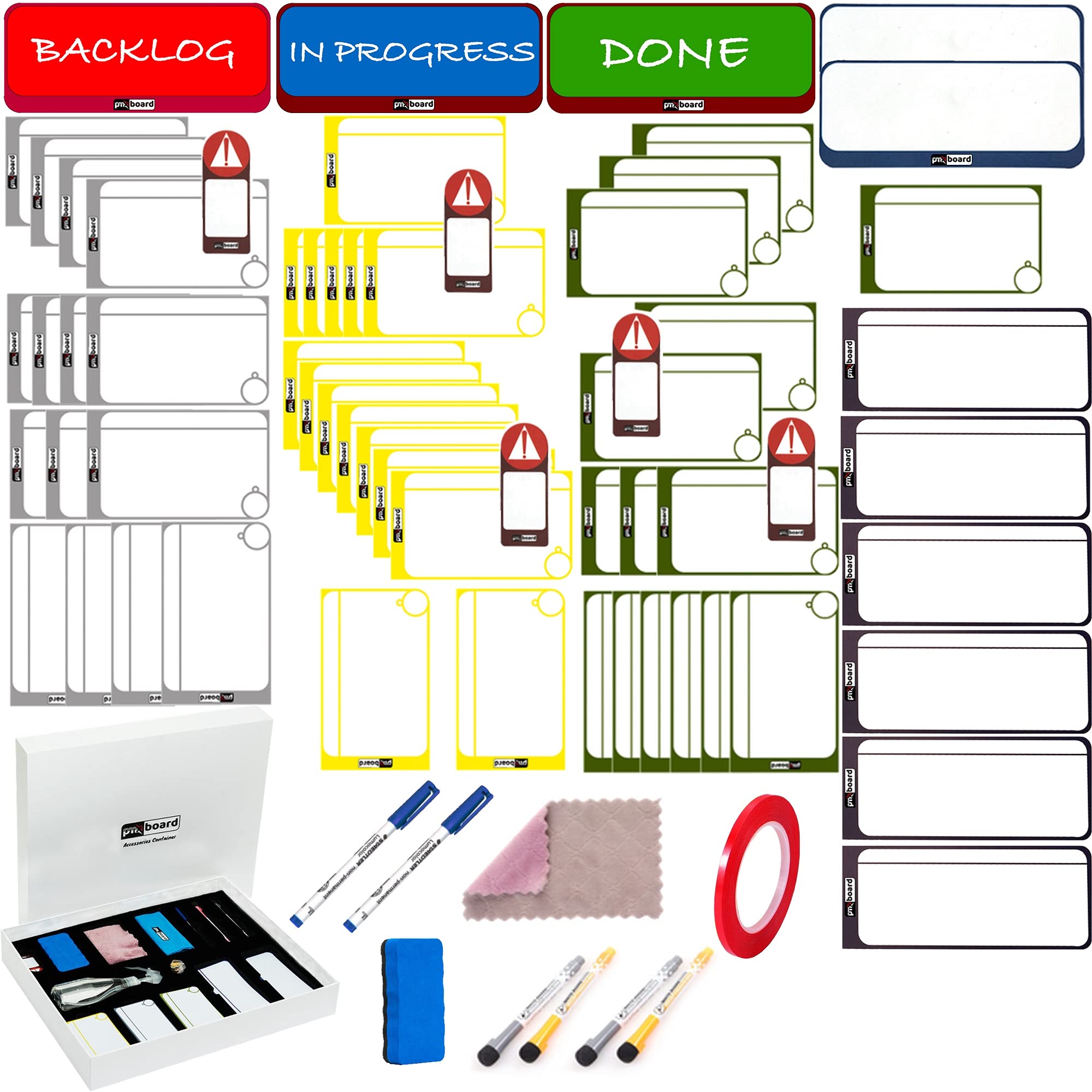 PMXBoard Family Kanban Set - Full Magnetic Agile Board with 75 Pieces for Scrum, Kanban & Chore Tracking | Perfect for Home Organization, Team Collaboration & Kids' Task Management