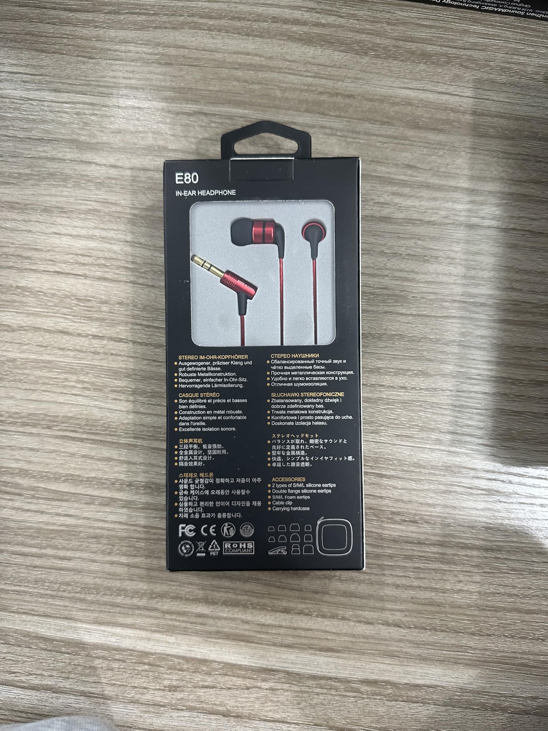 SoundMAGIC E80 HiFi Stereo Wired Earbuds - Audiophile Noise Isolating In-Ear Headphones with Super Bass, Comfortable Fit (Black/Red) - Perfect for Music Lovers, Commuting & Studio Monitoring