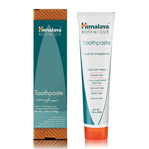 Himalaya Botanique Neem & Pomegranate Toothpaste - Natural Whitening Formula for Brighter Teeth & Fresh Breath, 5.29 oz (Pack of 1) - Ideal for Daily Oral Care & Gum Health