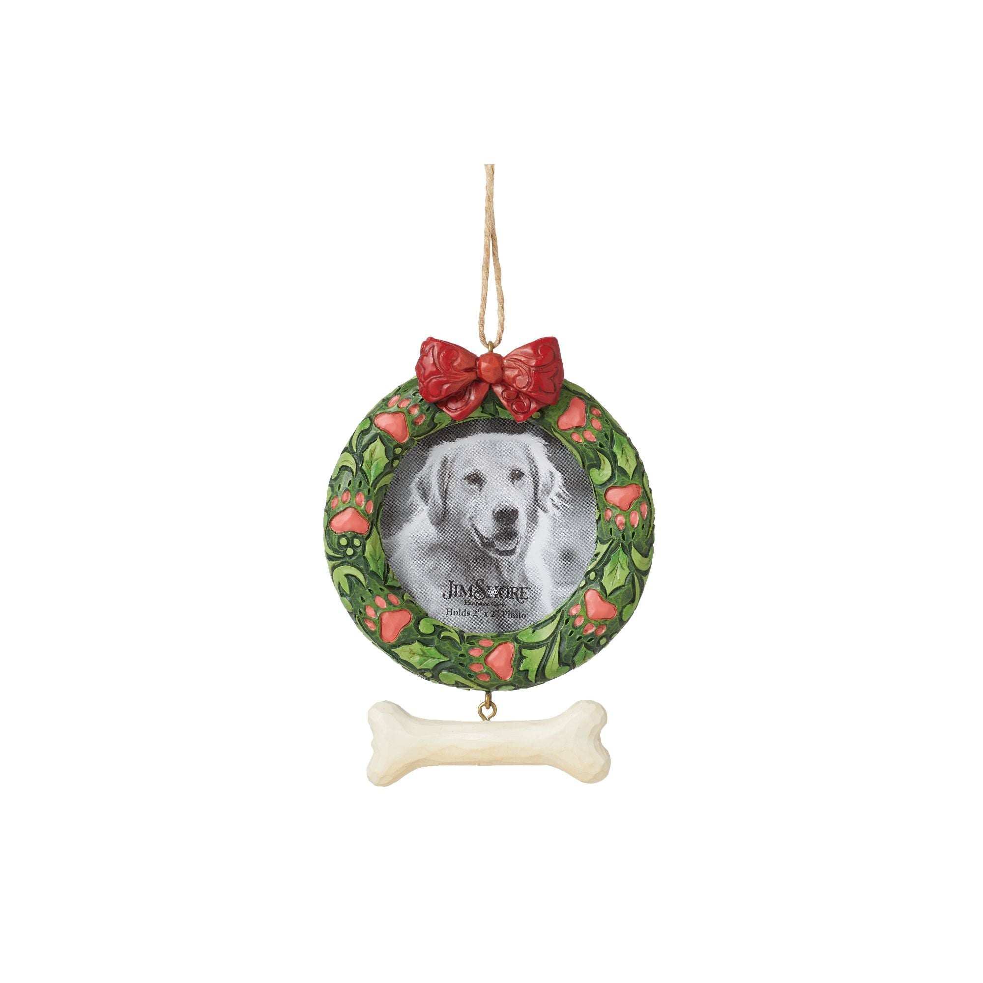 Dog Wreath Frame Ornament for Pets - Christmas Holiday Decor for Dogs, Cats, and Pet Lovers - Perfect for Home, Tree, and Gift Giving