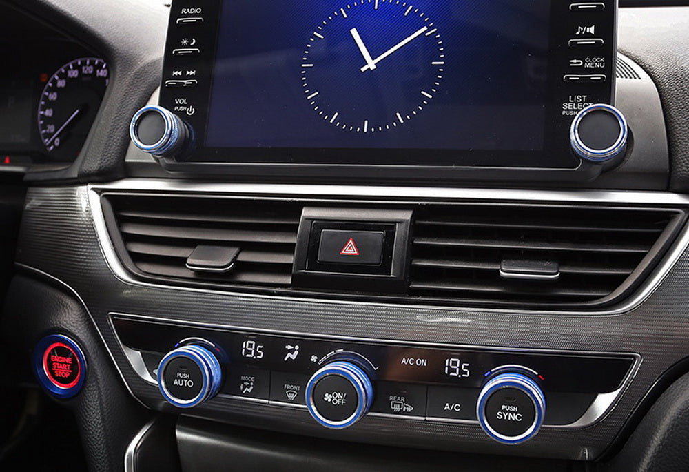 3PCS Blue AC Climate Control Switch Knob Ring Covers for 2018-2022 Honda Accord - Upgrade Interior & Protect Buttons (Perfect for Summer Driving & Custom Styling)