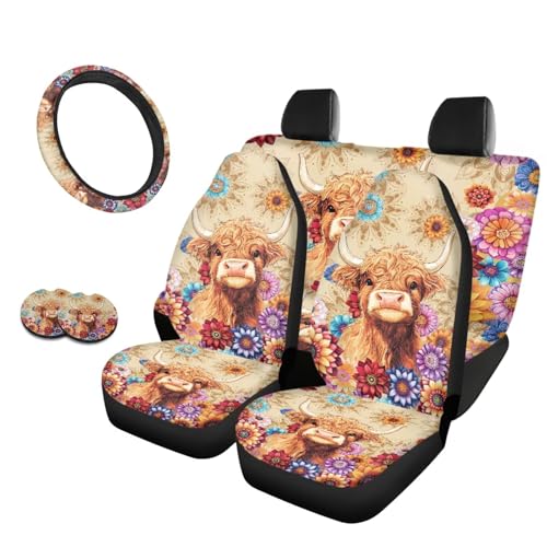 Boho Mandala Floral Highland Cow