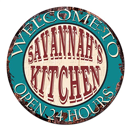 Vintage Rustic Tin Sign - Welcome to Kitchen Open 24 Hours - Retro Cafe & Bar Decor for Home, Kitchen, Pub, Man Cave - Perfect Gift Idea for Coffee Shop & Restaurant Owners