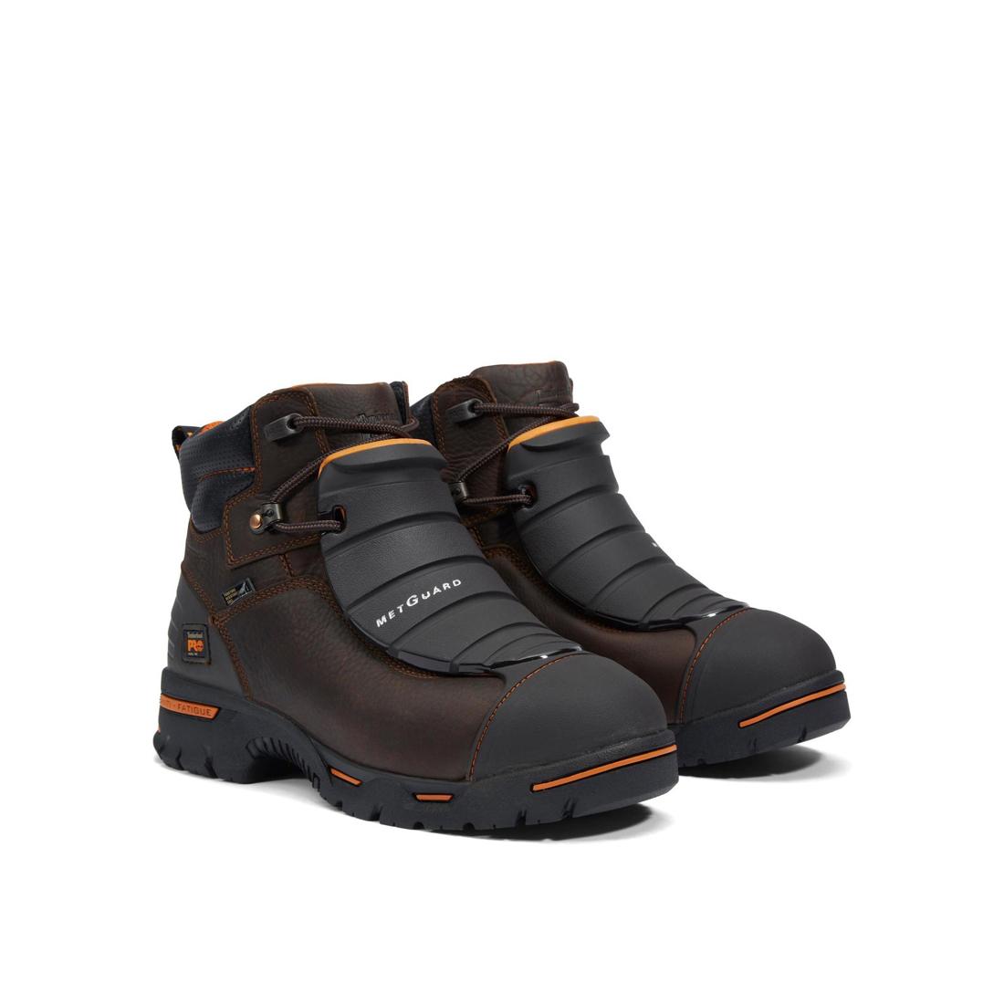 Endurance 6 Inch Steel Toe PR Met Guard Work Boots for Men - Brown Safety Shoes for Construction, Warehouse & Industrial Work