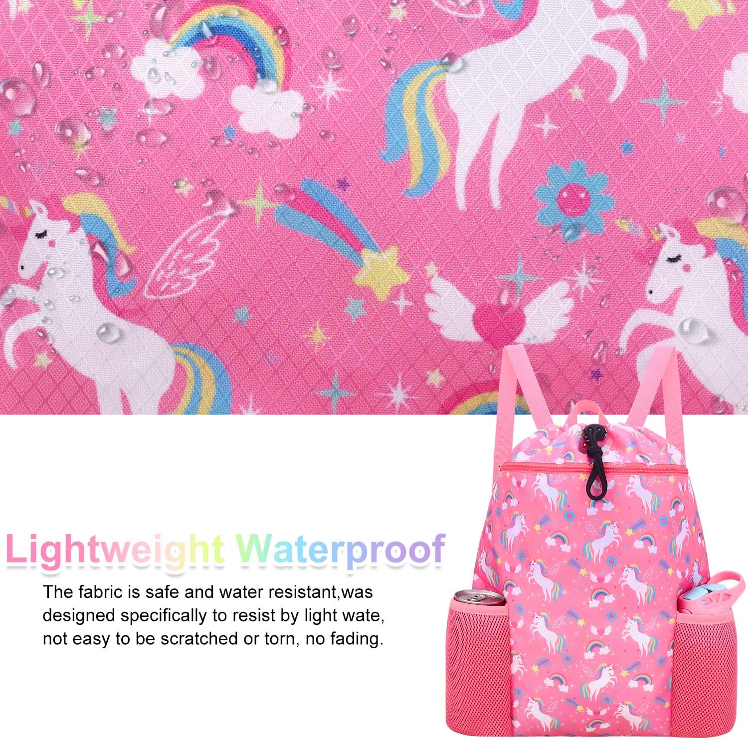 Unicorn Swim Bag for Girls - Waterproof Beach & Pool Backpack for Kids - Gym & Sports Use