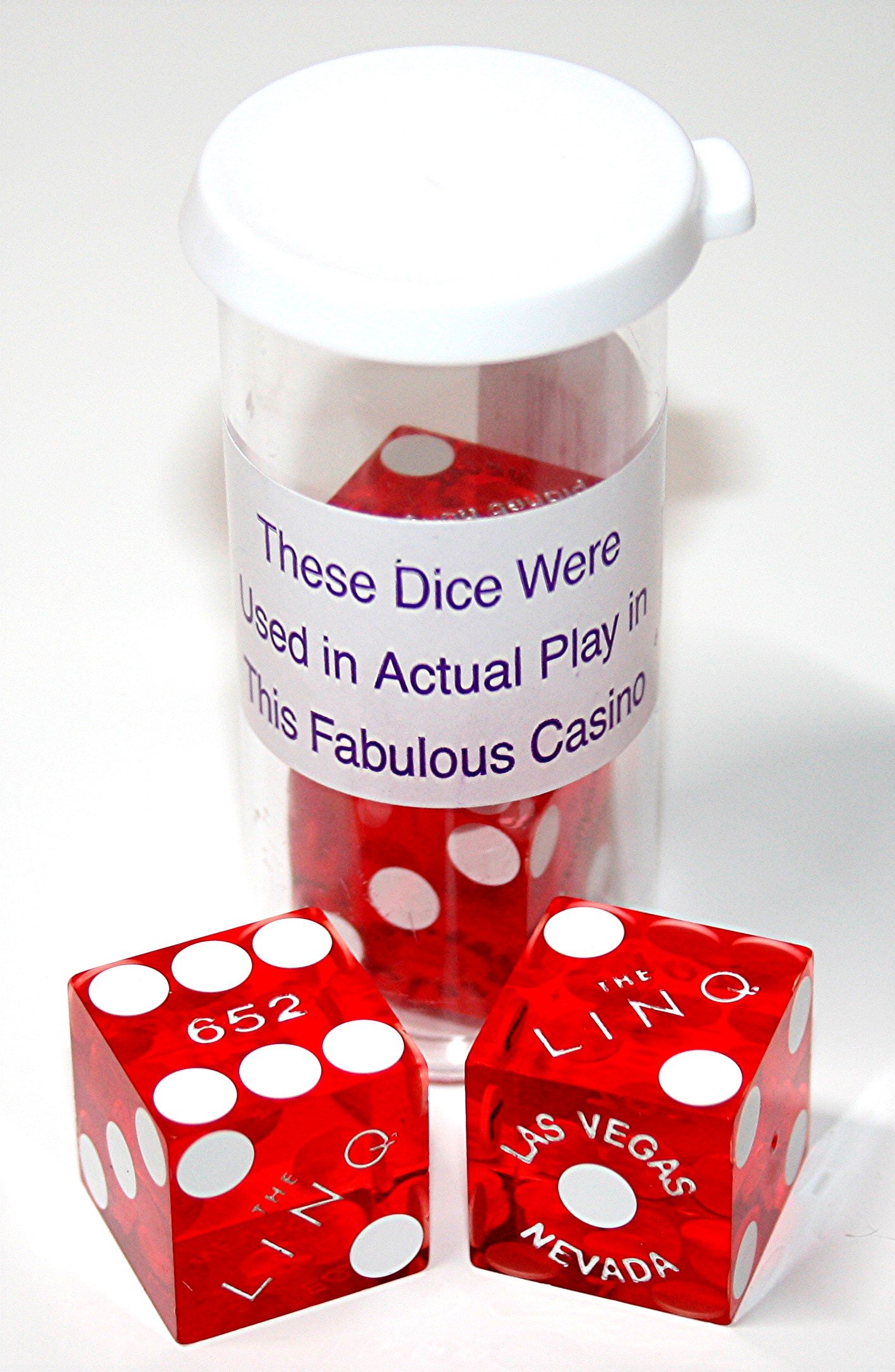 19mm Professional Craps Dice Pair with Matching Serial Numbers - Authentic Las Vegas Casino Quality, Red Polished (Linq Style) - Perfect for Casino Games, Home Practice, and Tabletop Gaming