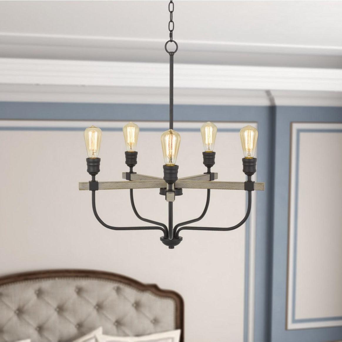 Cal Lighting 60W X 5 Sion Metal Chandelier - Modern Dimmable Ceiling Light Fixture for Dining Room, Living Room & Bedroom Decor