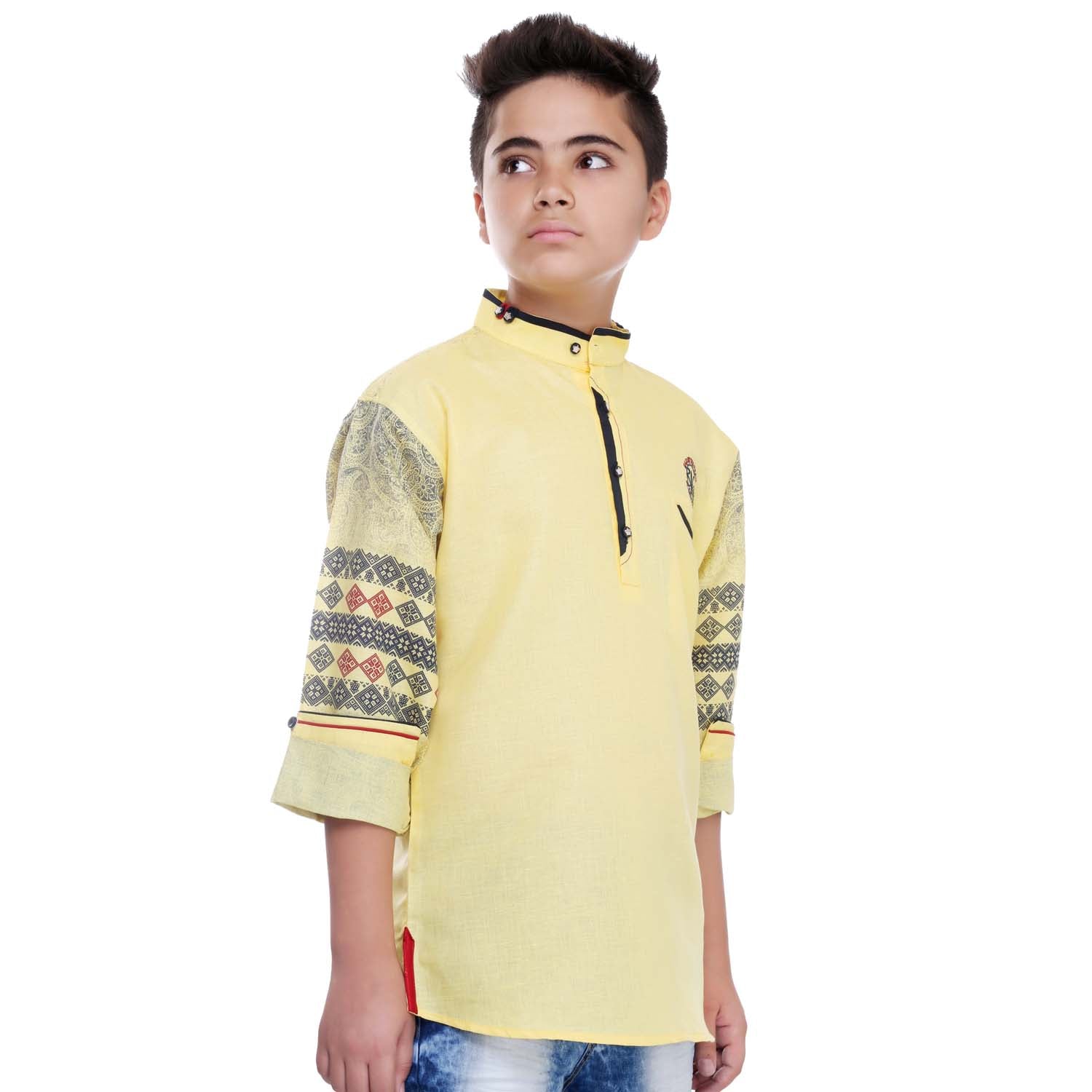 Stylish Traditional Print Sleeves Kurta for Men | Premium Cotton Ethnic Wear by Bad Boys | Perfect for Festivals, Weddings & Casual Outings