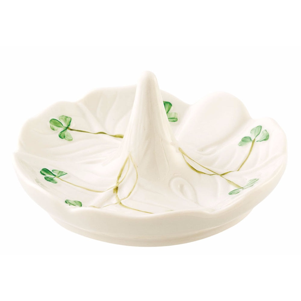 Belleek Classic Shamrock Ring Holder - Elegant Irish Jewelry Organizer for Wedding, Engagement & Gift Box Display