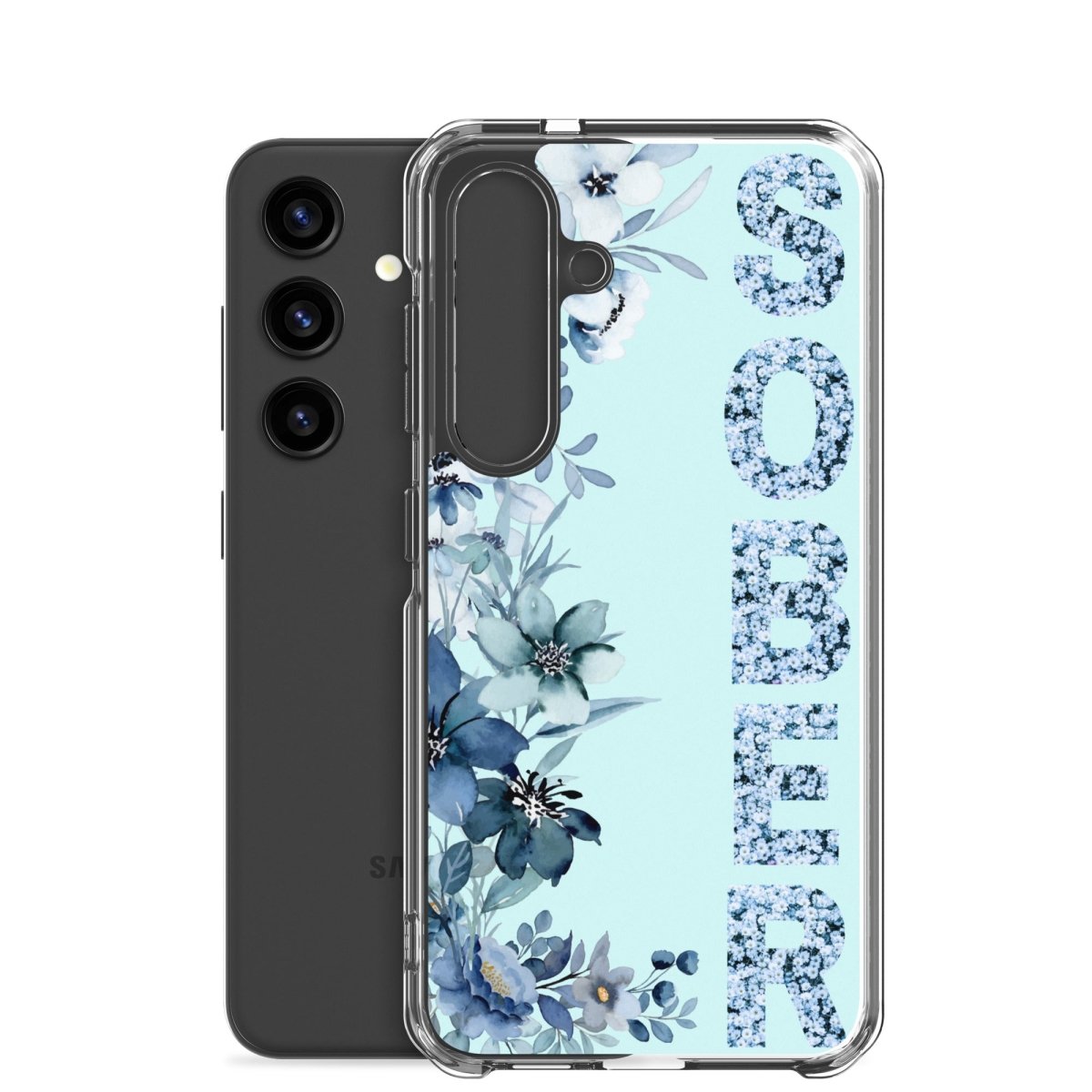 SOBER Blue Chinoiserie Samsung Phone Case - Clear Floral Design Protective Cover for Samsung Galaxy | Perfect for Everyday Use, Office & Travel